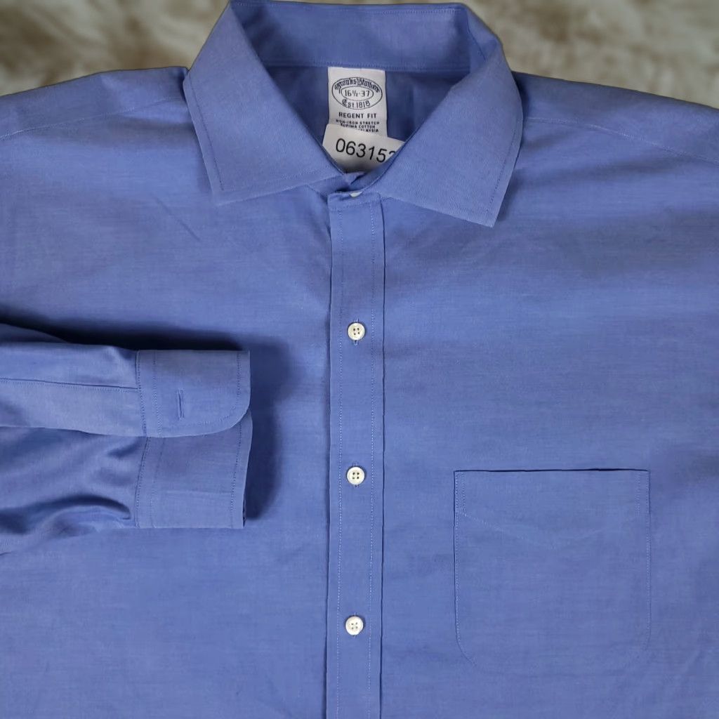 Brooks Brothers Brooks Brothers Dress Shirt Mens 16.5 Blue Long Sleeve Button Up Regular Fit Classic Size 42R - 1 Thumbnail