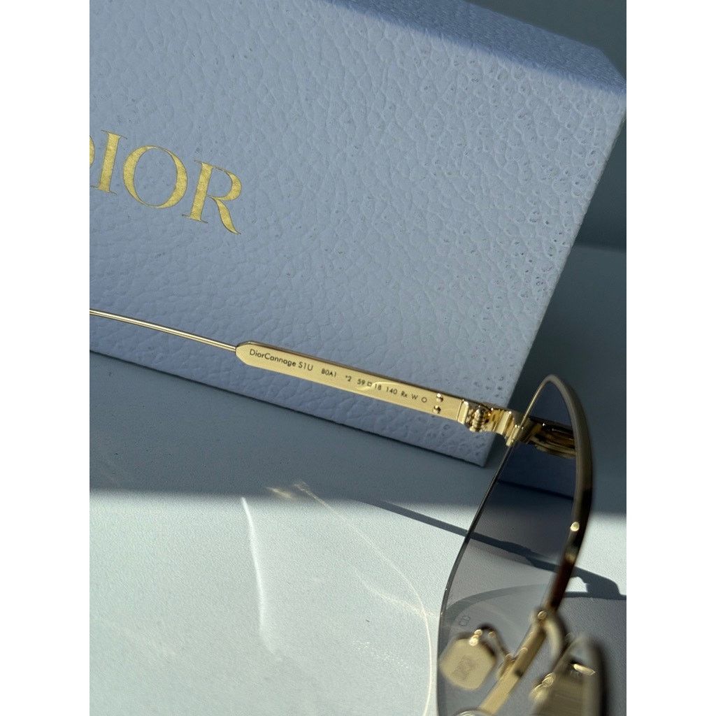 Dior NEW Dior Cannage S1U Metal Square Sunglasses in Gold Grey Size ONE SIZE - 7 Thumbnail