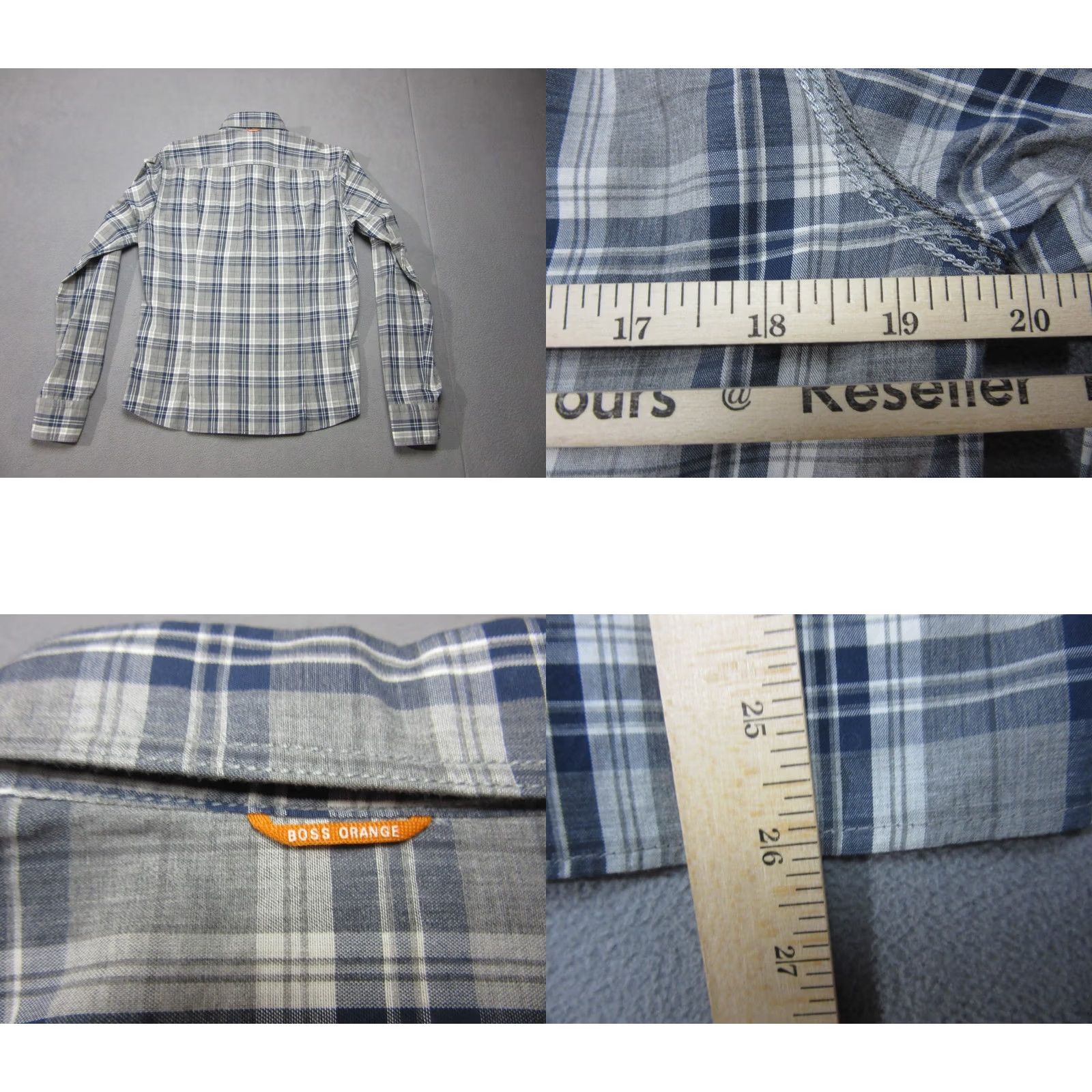 Hugo Boss HUGO BOSS Shirt Mens S Blue Gray Tartan Plaid Boss Casual Point Button Up Shirt Size US S / EU 44-46 / 1 - 9 Thumbnail