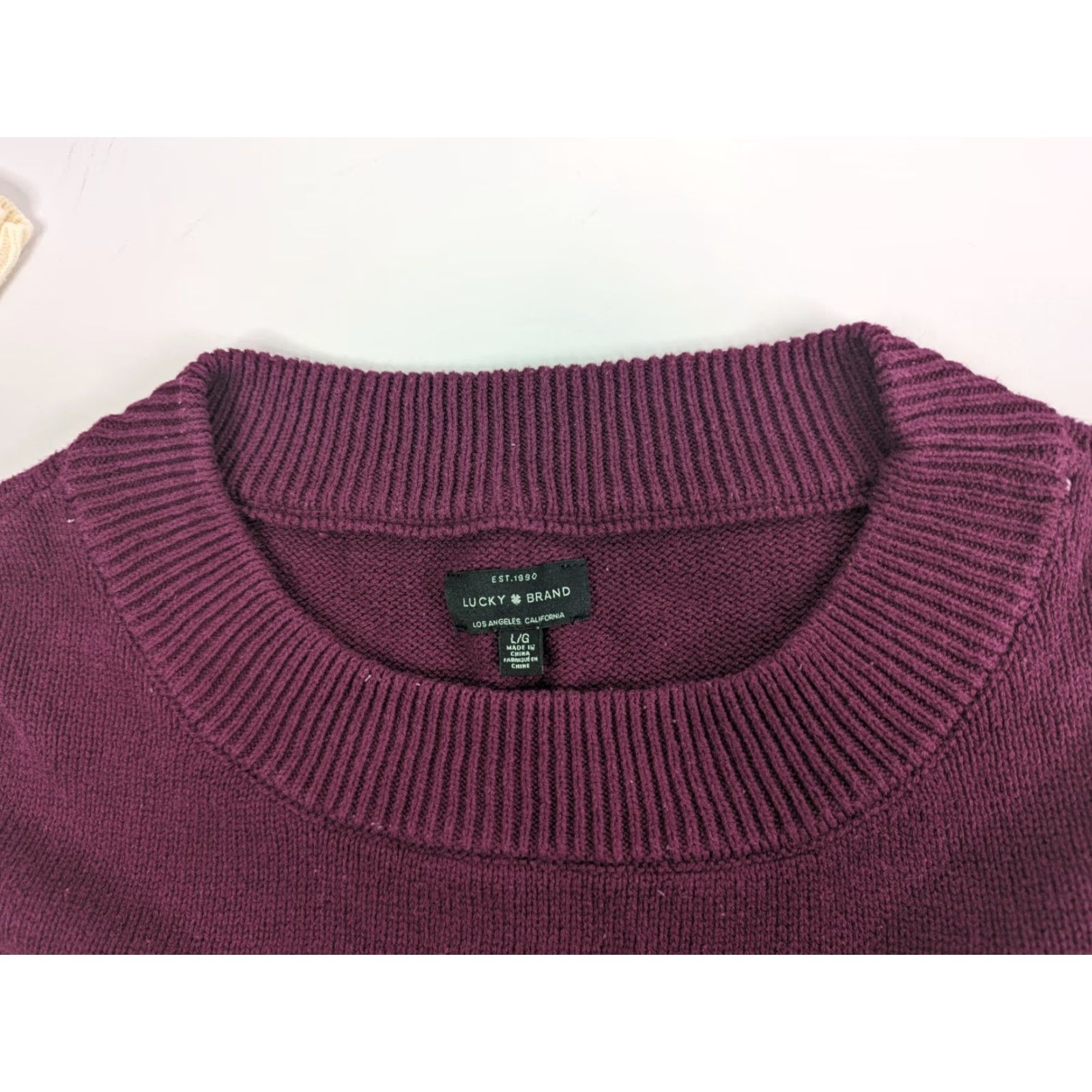 Lucky Brand Lucky Brand Womens Sweater Striped Color Block Multicolor Long Sleeve Pullover Round Neck L Color Beige Maroon 100% Cotton Blend Relaxed Knit Size L / US 10 / IT 46 - 7 Thumbnail