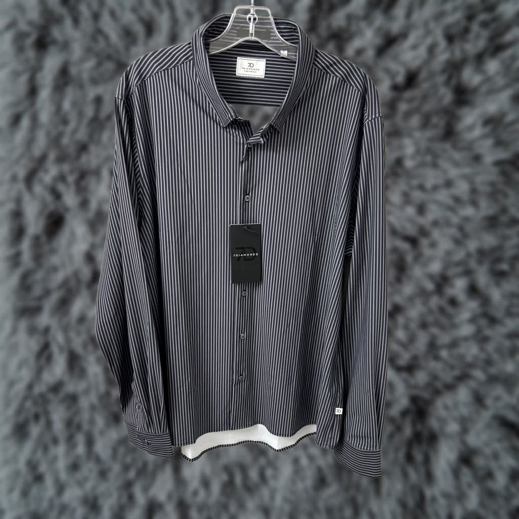 Vintage 7 Diamonds Blaine Shirt Mens XL Black Striped 4 Way Stretch L/S NWT Size US XL / EU 56 / 4 - 1 Thumbnail