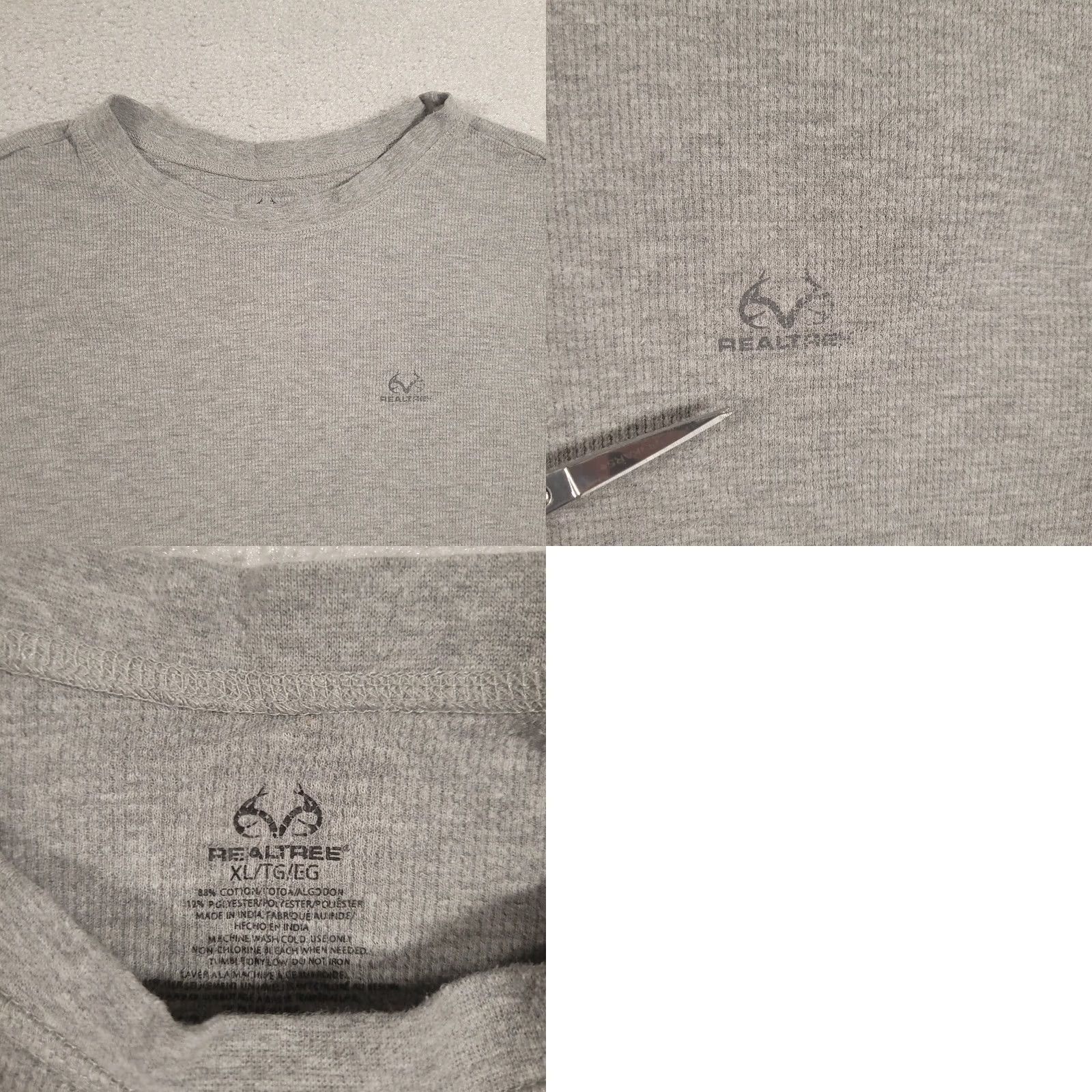 Realtree Realtree Shirt Mens XL Gray Thermal Waffle Knit Long Sleeve Crewneck Size US XL / EU 56 / 4 - 8 Thumbnail