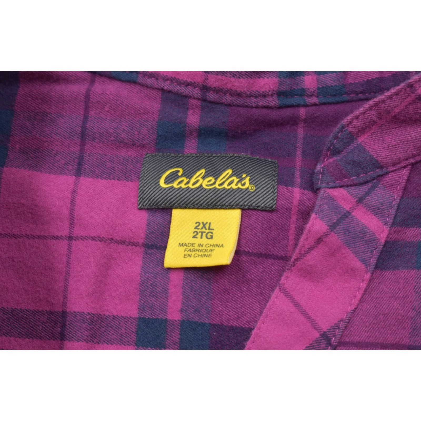 Vintage Cabela's Women's Shirt 2XL Purple Plaid Flannel Henley Tunic Button-Up Pockets Size XXL / US 16-18 / IT 52-54 - 8 Thumbnail