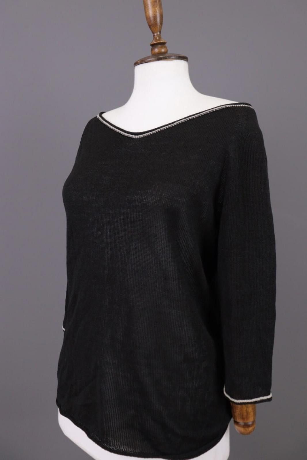 Designer Annette Gortz Black Lagenlook Linen Knit Sweater Size S Size S / US 4 / IT 40 - 6 Thumbnail