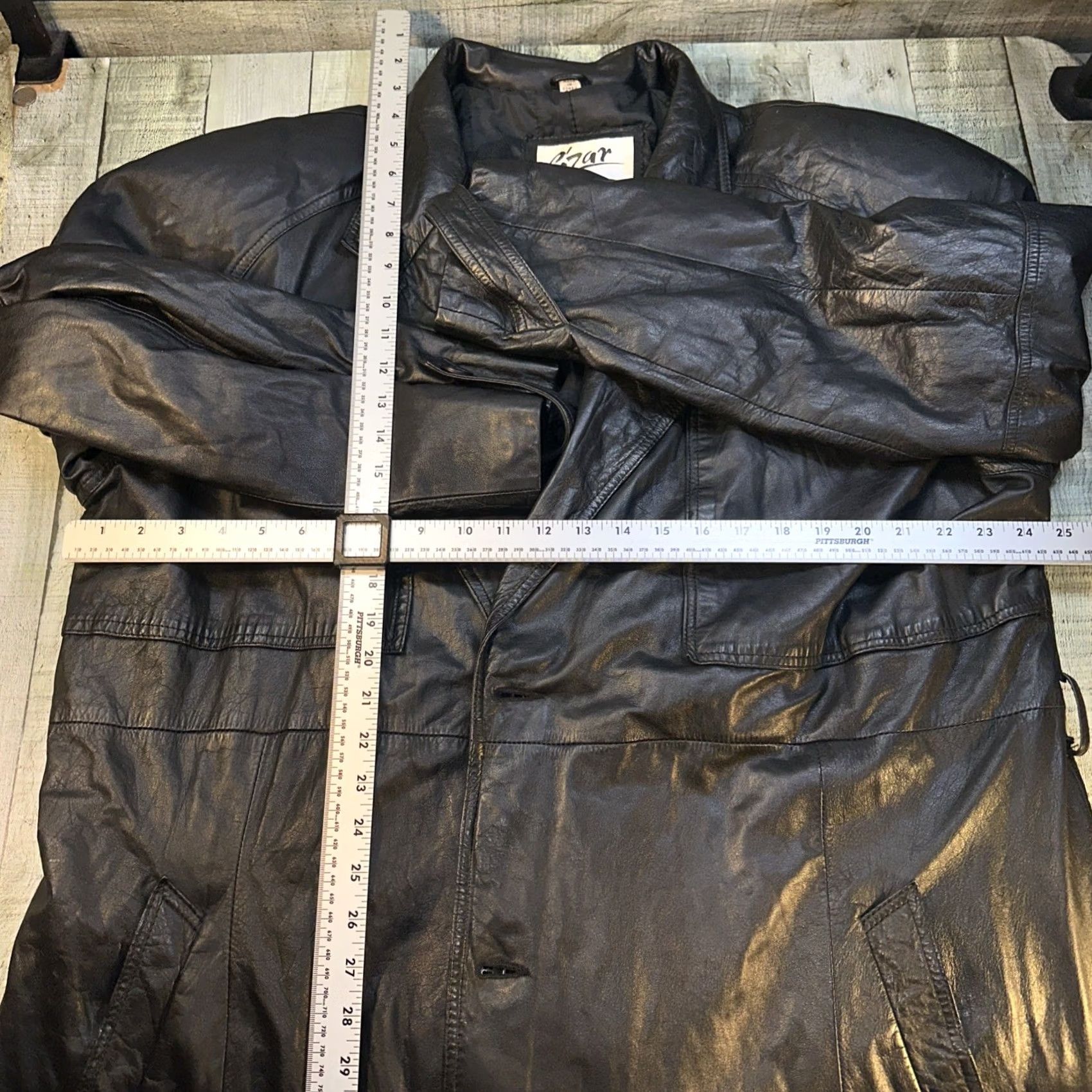 Vintage Czar Leather Trench Coat Long 46 Black Button-up Front Split Back Hem Matrix Y2K Cyberpunk Mens Size US S / EU 44-46 / 1 - 4 Thumbnail
