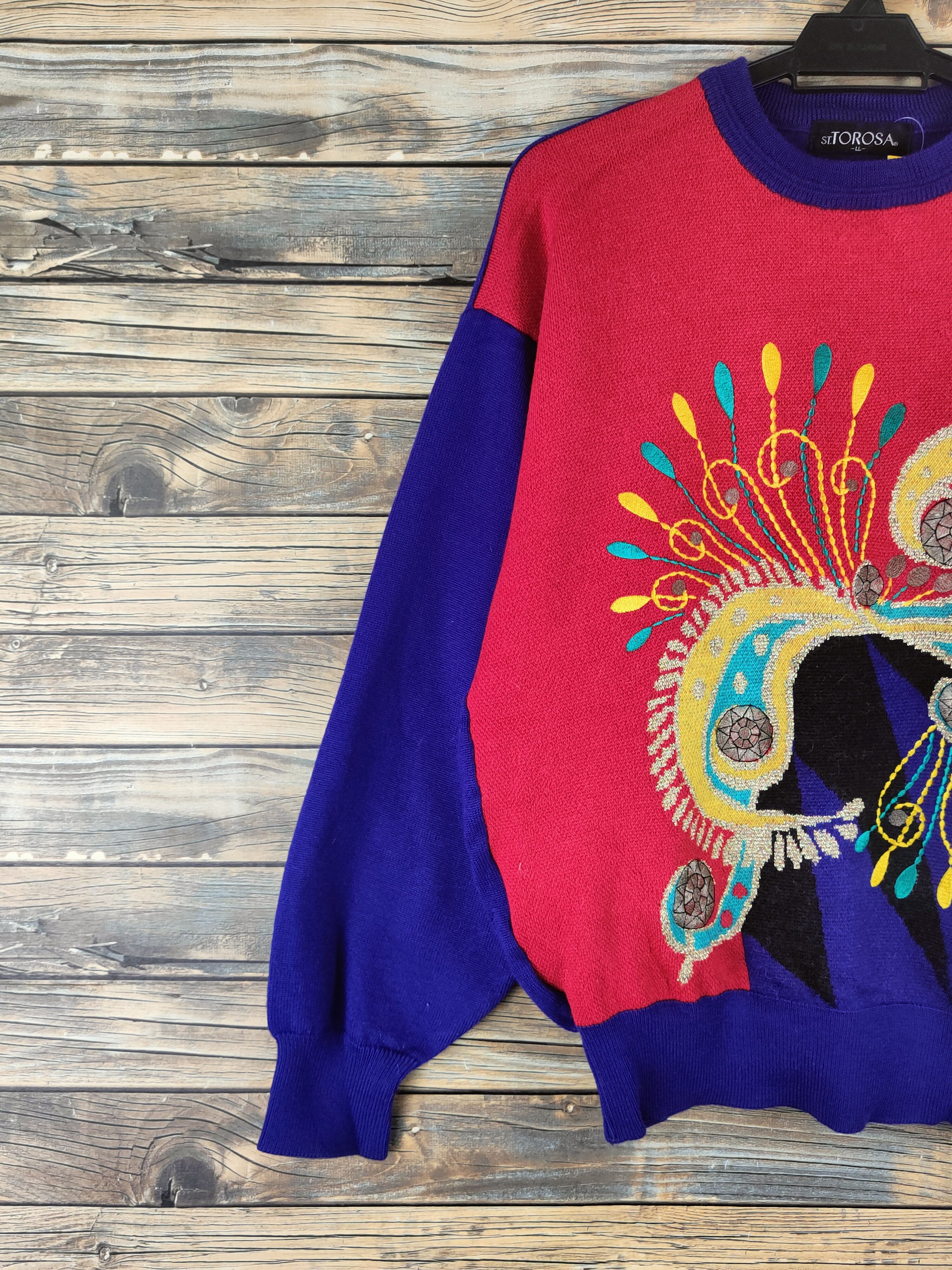Japanese Brand DL St.Torosa Purple Red Knitwear Sweatshirts #46-384 Size L / US 10 / IT 46 - 4 Thumbnail