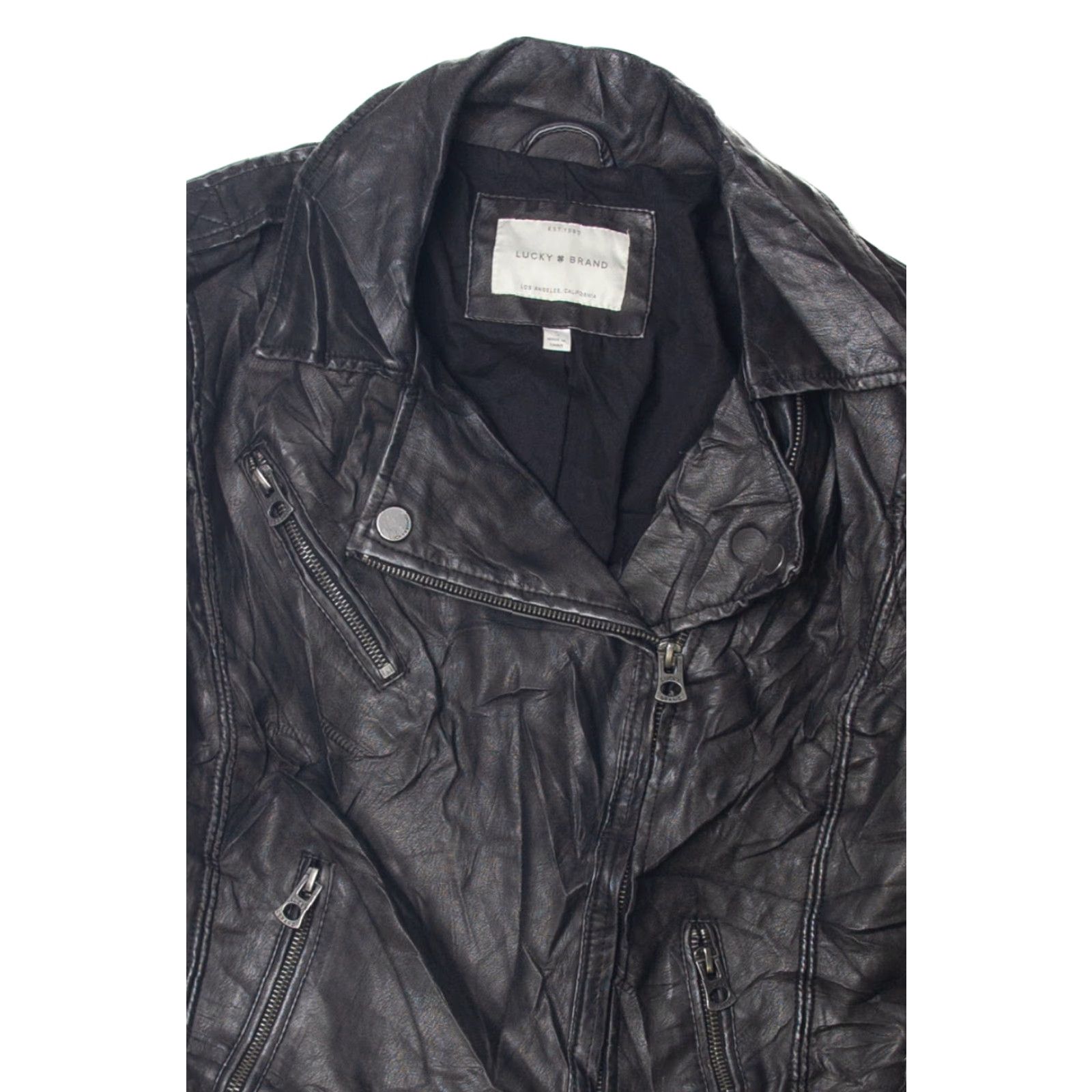 Lucky Brand VINTAGE Lucky Brand Leather Motorcycle Jacket Shirt Womens Small Black Leather Motorcycle Jacket Size US S / EU 44-46 / 1 - 2 Thumbnail