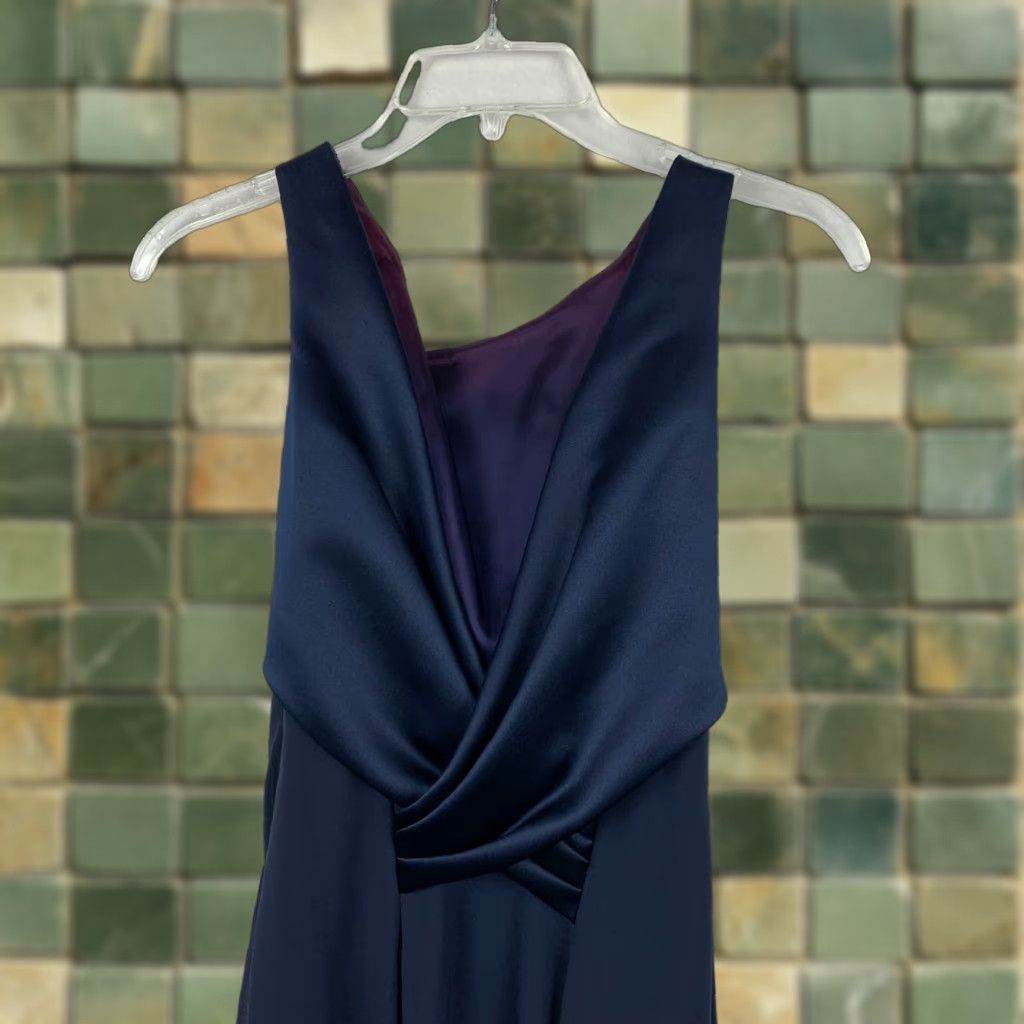 Vintage VINTAGE Michaelangelo Formal Maxi Dress Blue 90s 7/8 Sleeveless Wrap Back Chiffon Eveningwear Womens Size M / US 6-8 / IT 42-44 - 1 Thumbnail