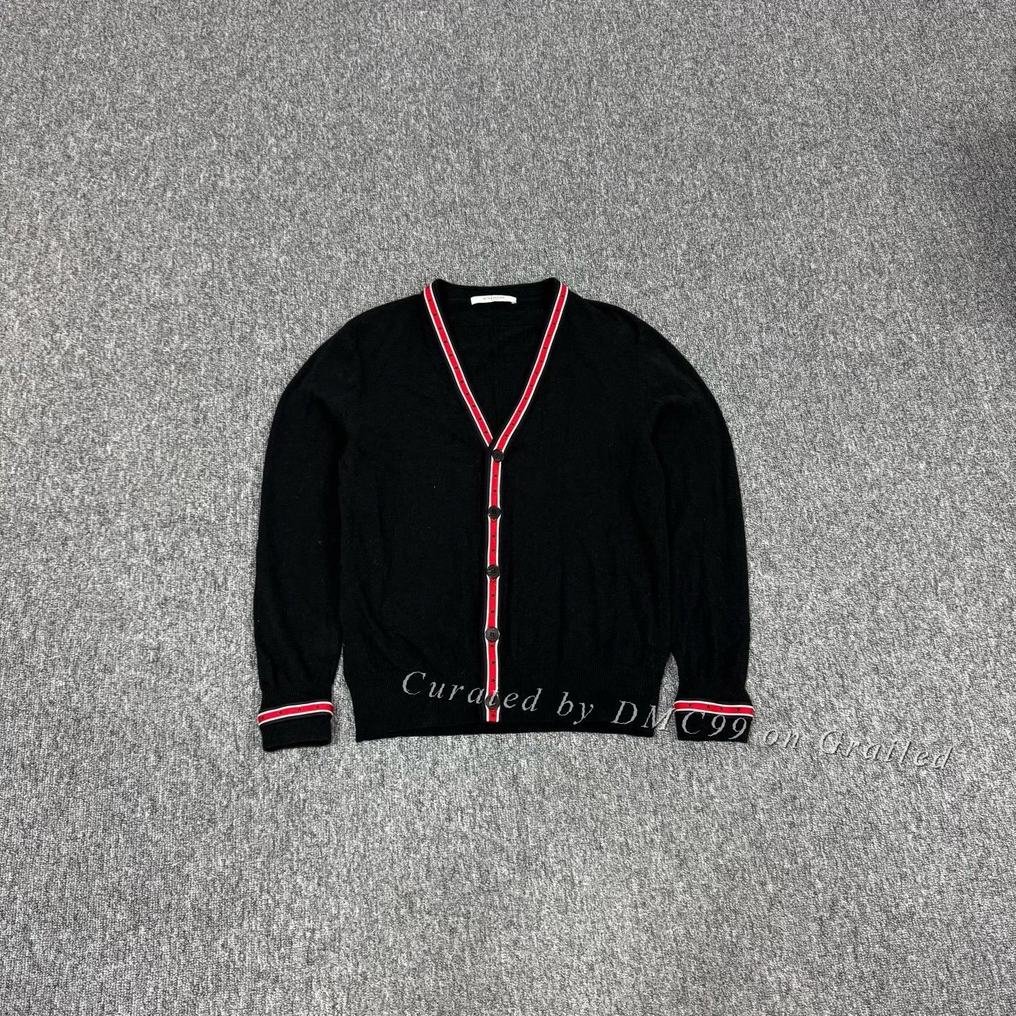 Givenchy Givenchy Red Striped Trim Wool Cardigan Size US M / EU 48-50 / 2 - 1 Thumbnail