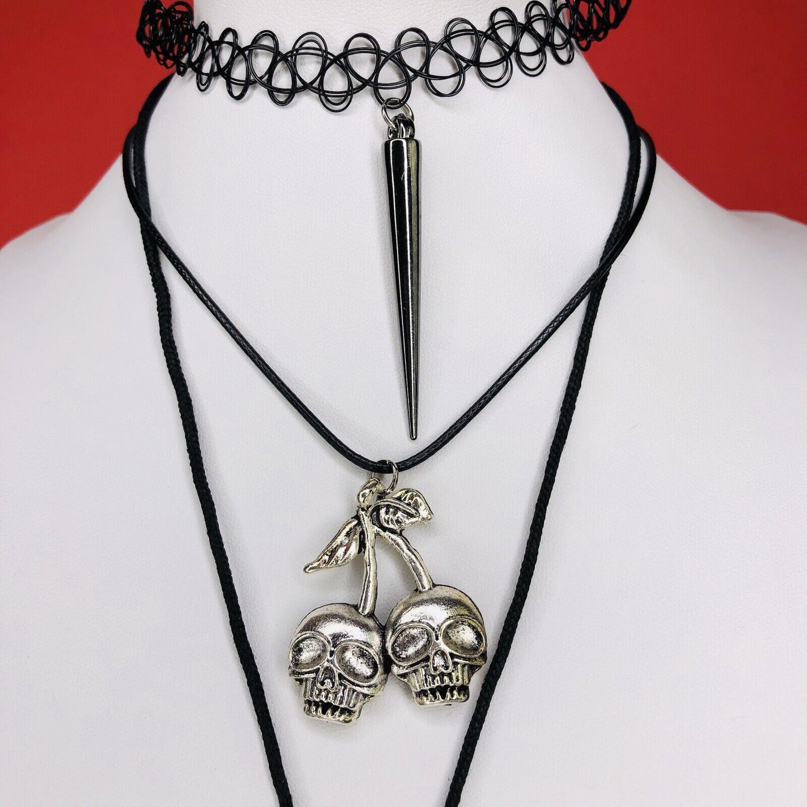 Other Lot of 3 Whimsigoth Necklace Choker Black Rope Cord Cross Size ONE SIZE - 4 Thumbnail