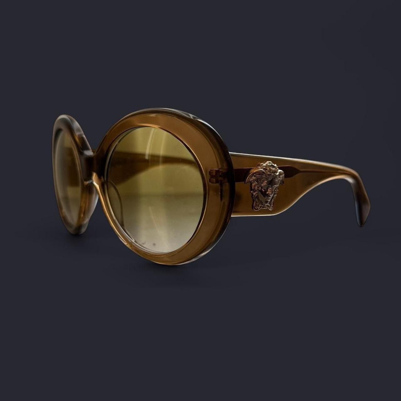 Versace Brown and Gold Round Women’s Sunglasses