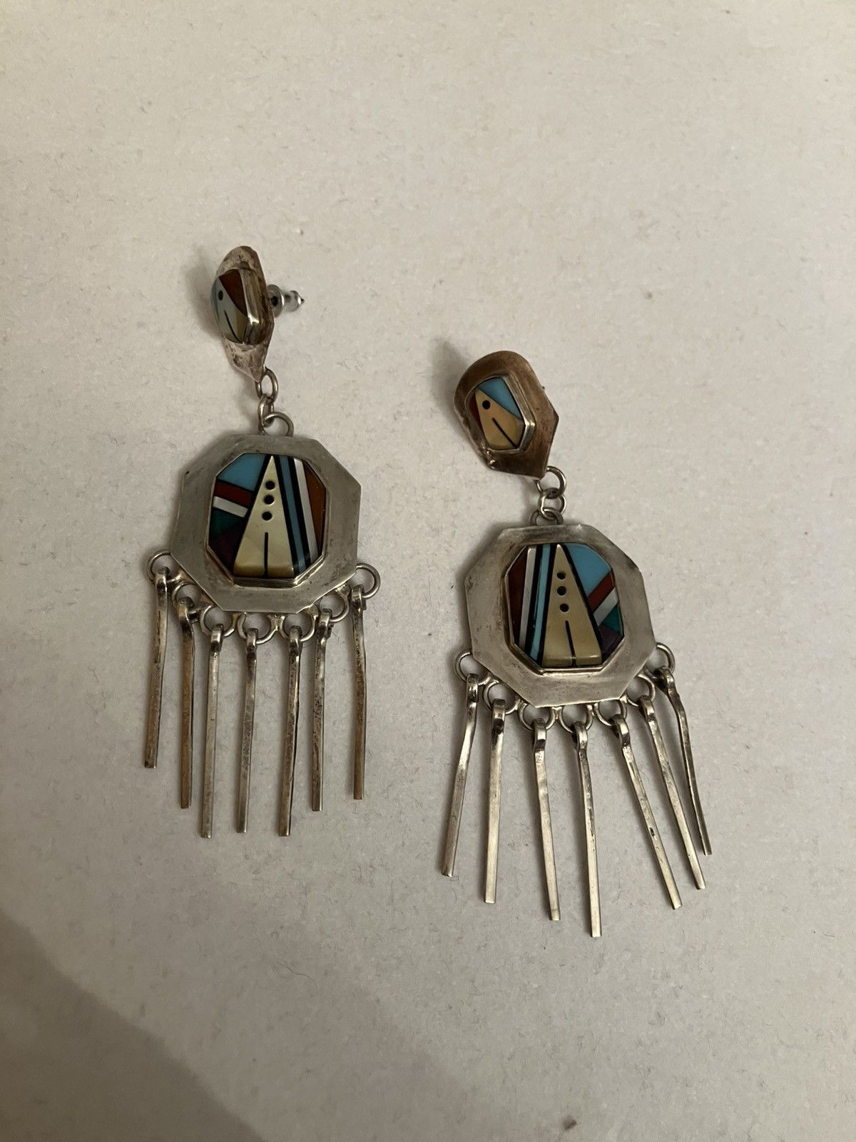 Other Stunning Vintage Zuni Native Sterling Chandelier Earrings Size ONE SIZE - 5 Thumbnail