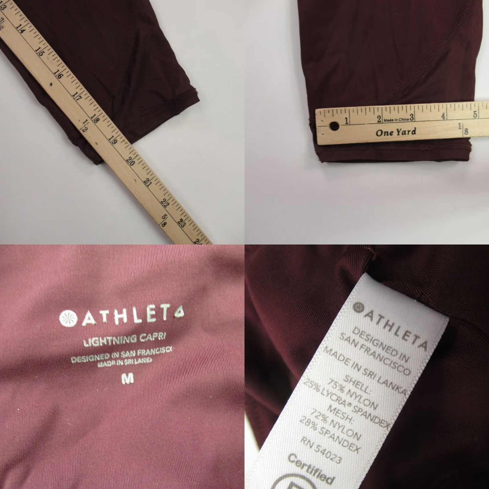 Athleta Athleta Leggings Womens Medium Workout Gym Stretch Burgundy Regular Size M Knit Nylon Polyester Size 32" / US 10 / IT 46 - 8 Thumbnail