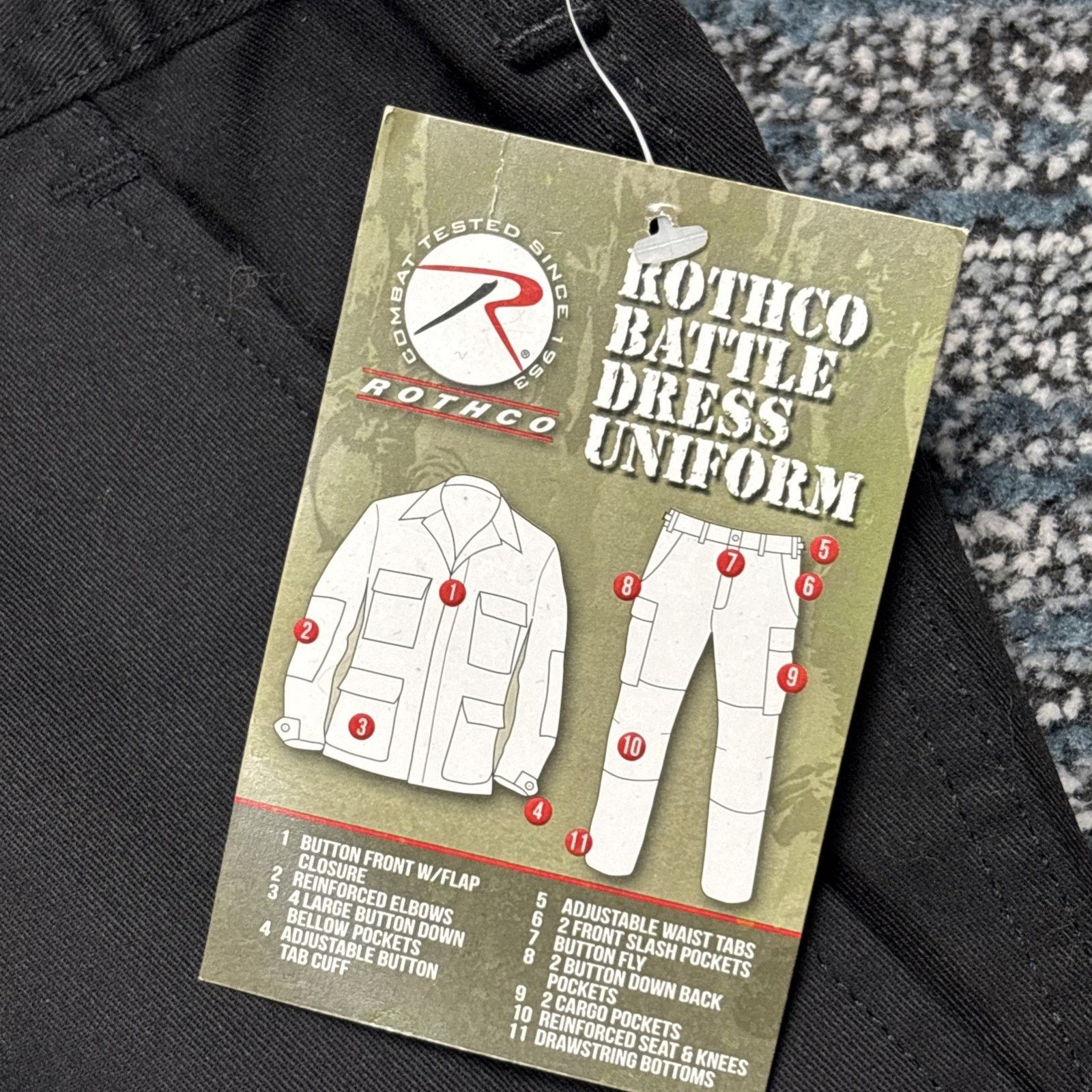 Rothco Men's Black Military BDU Pants Cargo Work Utility Bottoms Size US 39 - 6 Thumbnail