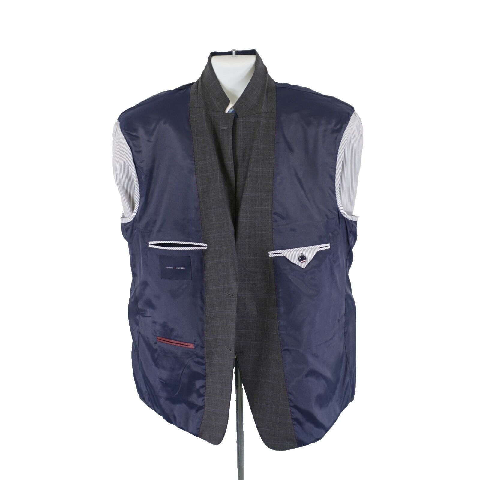 Tommy Hilfiger Tommy Hilfiger Wool Blend Gray W/ Blue Windowpane 2 Piece Su Size 46S - 15 Thumbnail