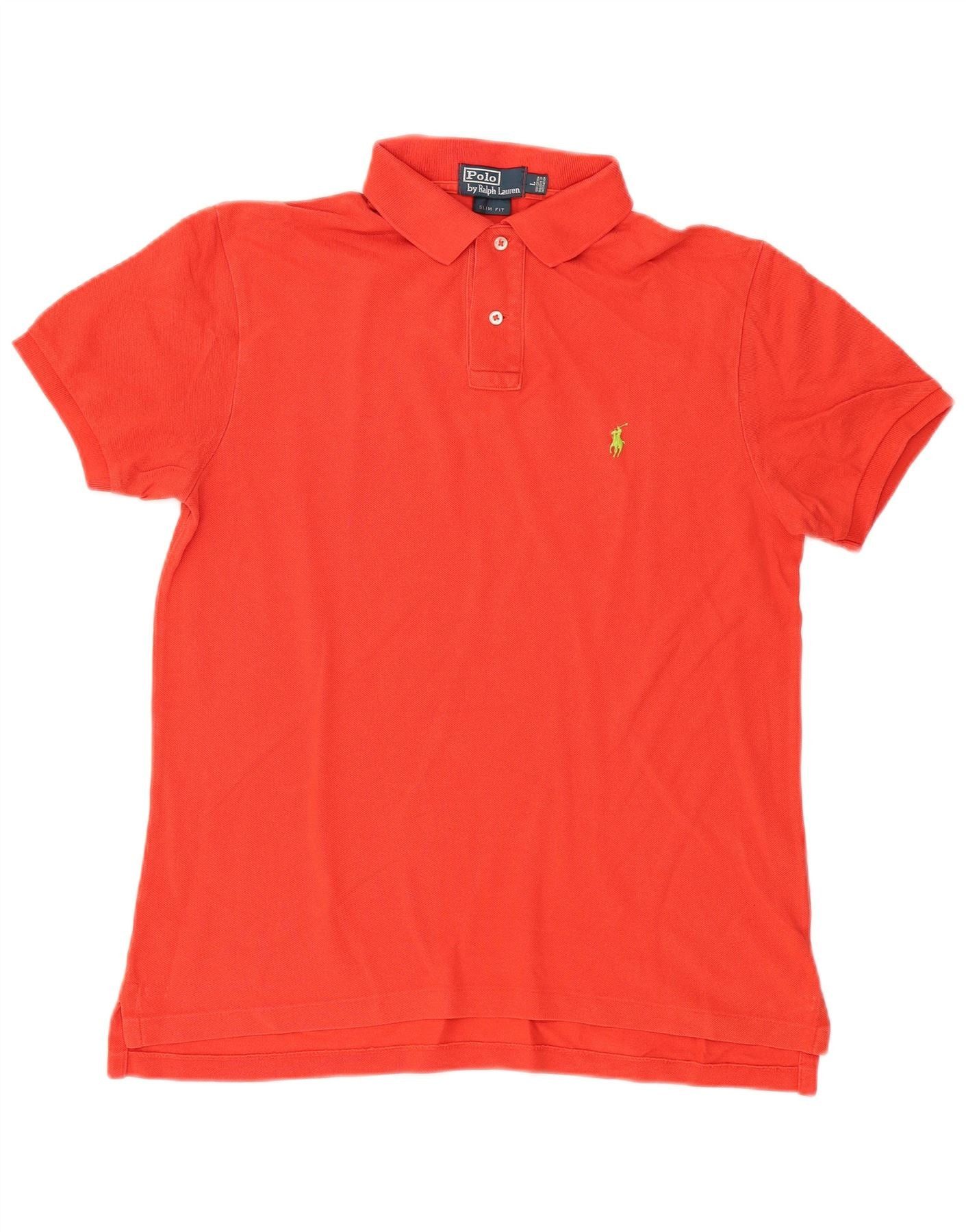 Polo Ralph Lauren Mens Slim Fit Polo Shirt Large Red Cotton Size US M / EU 48-50 / 2 - 1 Thumbnail