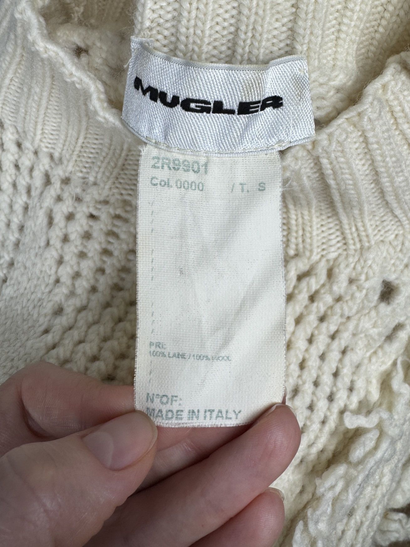 Mugler Mugler wool beige distressed deconstructed sweater size S Size S / US 4 / IT 40 - 10 Thumbnail