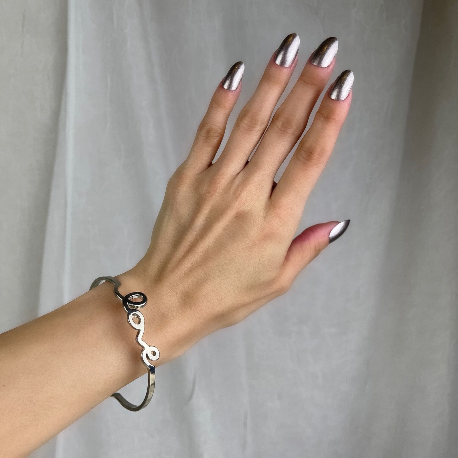 Other Dainty Silver LOVE Bangle Bracelet Minimalist Romantic NWOT Size ONE SIZE - 2 Thumbnail
