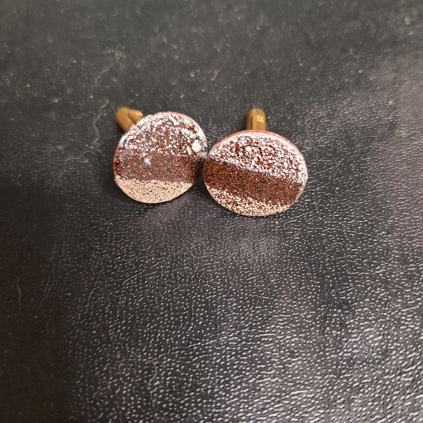 Vintage Vintage mid-century striped brown marbled resin cufflinks Size ONE SIZE - 1 Thumbnail
