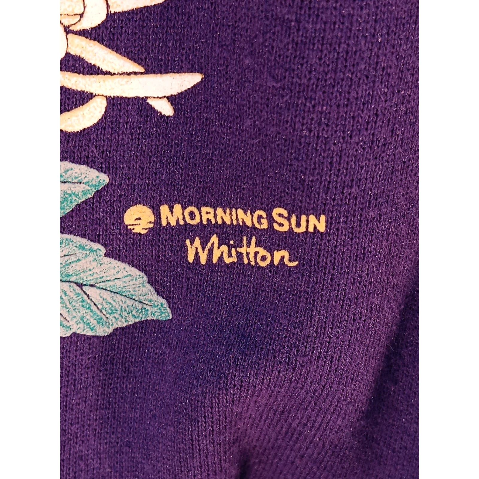 Vintage VTG Morning Sun Sweatshirt Women's L Purple Floral 90s Grandma GUC Pullover Fleece All Seasons Sweatshirt Ladies, Purple Floral Pattern, US Made Size L / US 10 / IT 46 - 4 Thumbnail