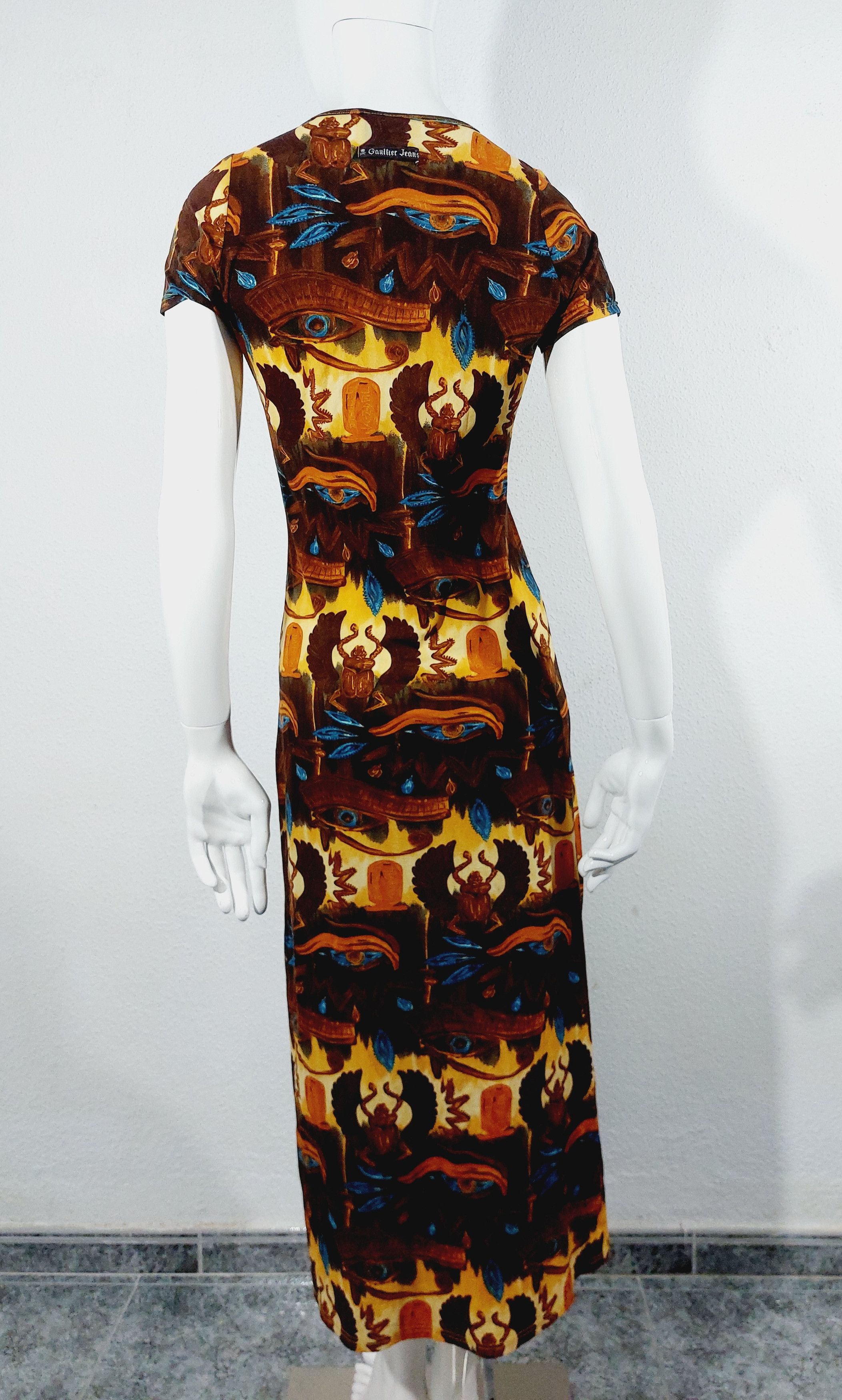 Jean Paul Gaultier Jean Paul Gaultier Egypt 1997 Horus Scarab Hieroglyph Dress Size S / US 4 / IT 40 - 9 Thumbnail
