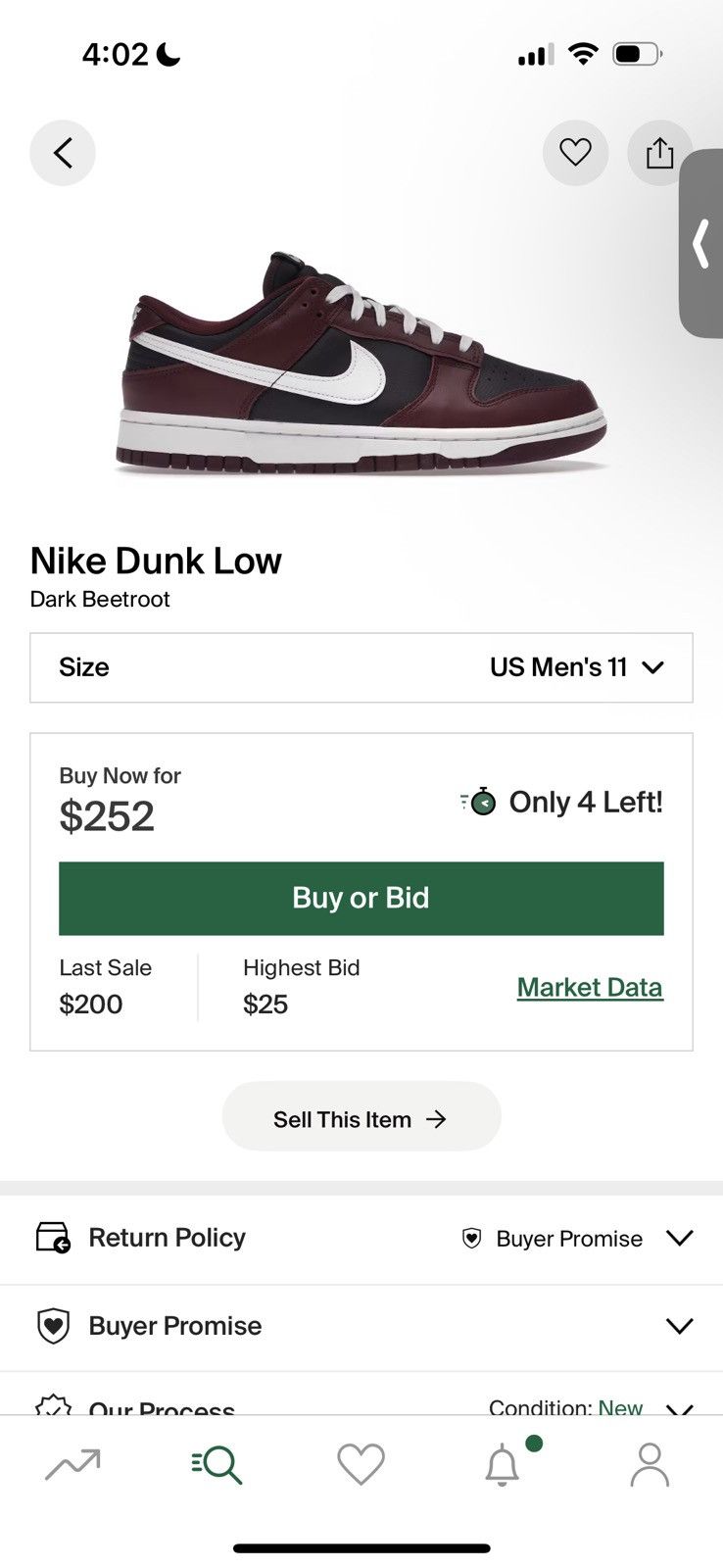 Nike Nike Dunk Low Dark Beetroot Size US 11 / EU 44 - 8 Thumbnail