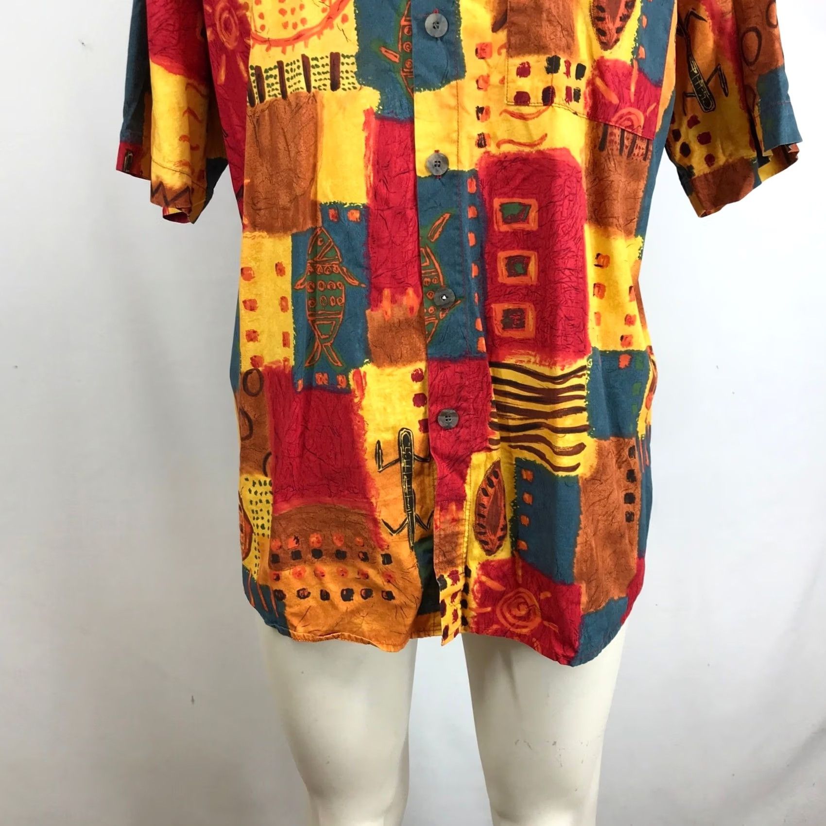 The Territory Ahead The Territory Ahead Mens Short Sleeve Cotton Tribal Patchwork Shirt Size US M / EU 48-50 / 2 - 3 Thumbnail