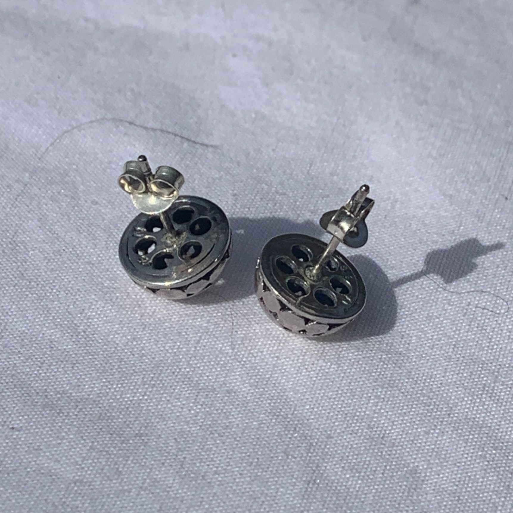 Designer Sterling Silver Faceted Round Stud Earrings Size ONE SIZE - 7 Thumbnail