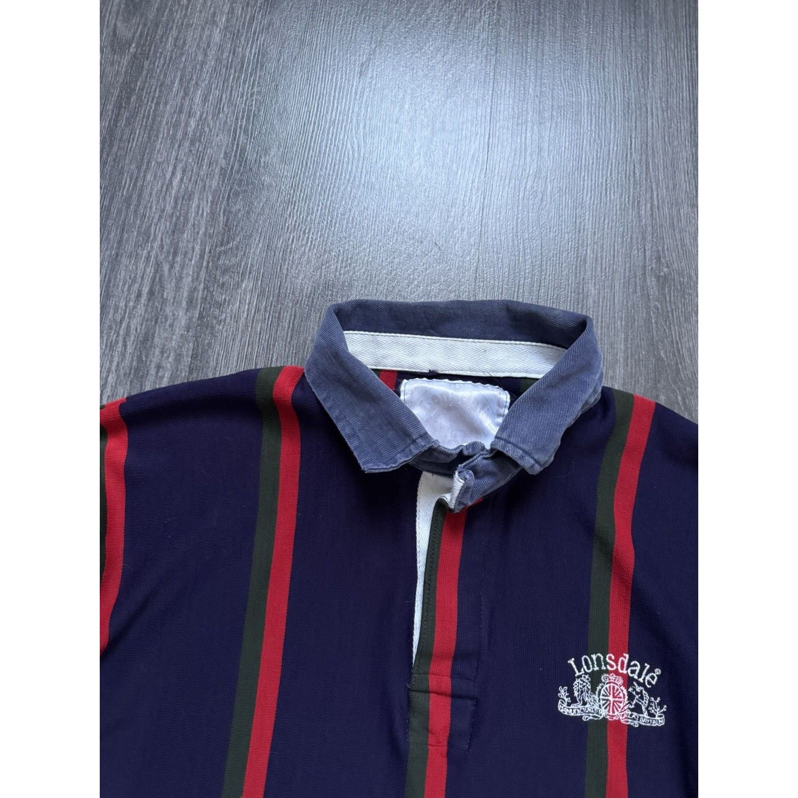 Lonsdale × Vintage 90s Vintage Lonsdale Striped Rugby Longsleeve Size US L / EU 52-54 / 3 - 5 Thumbnail