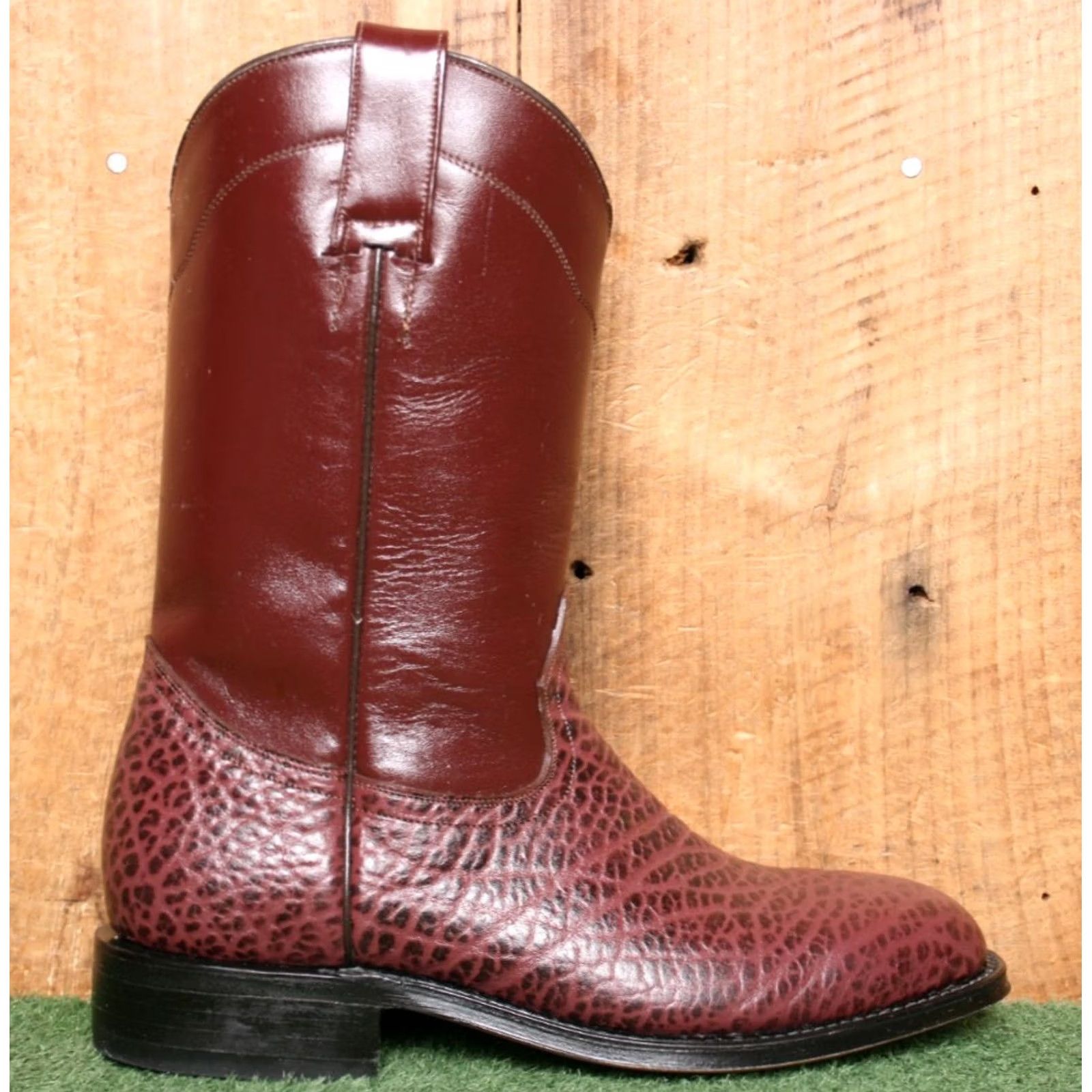 Vintage ORTEGA Boot Company Burgundy Textured Leather Western Boots Women's Sz. 6.5 Size US 7 / IT 37 - 2 Thumbnail