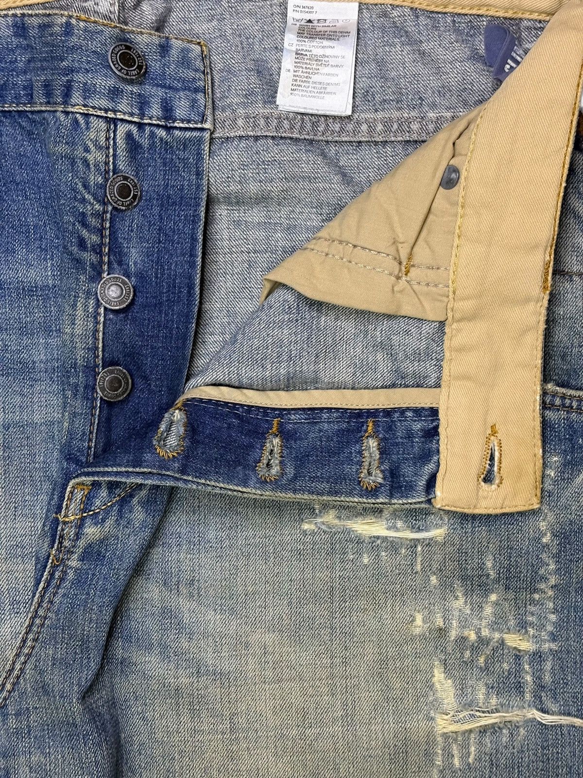 Japanese Brand Vintage Japanese Brand Button Fly Mud Wash Distress Rip Jean Size US 33 - 3 Thumbnail