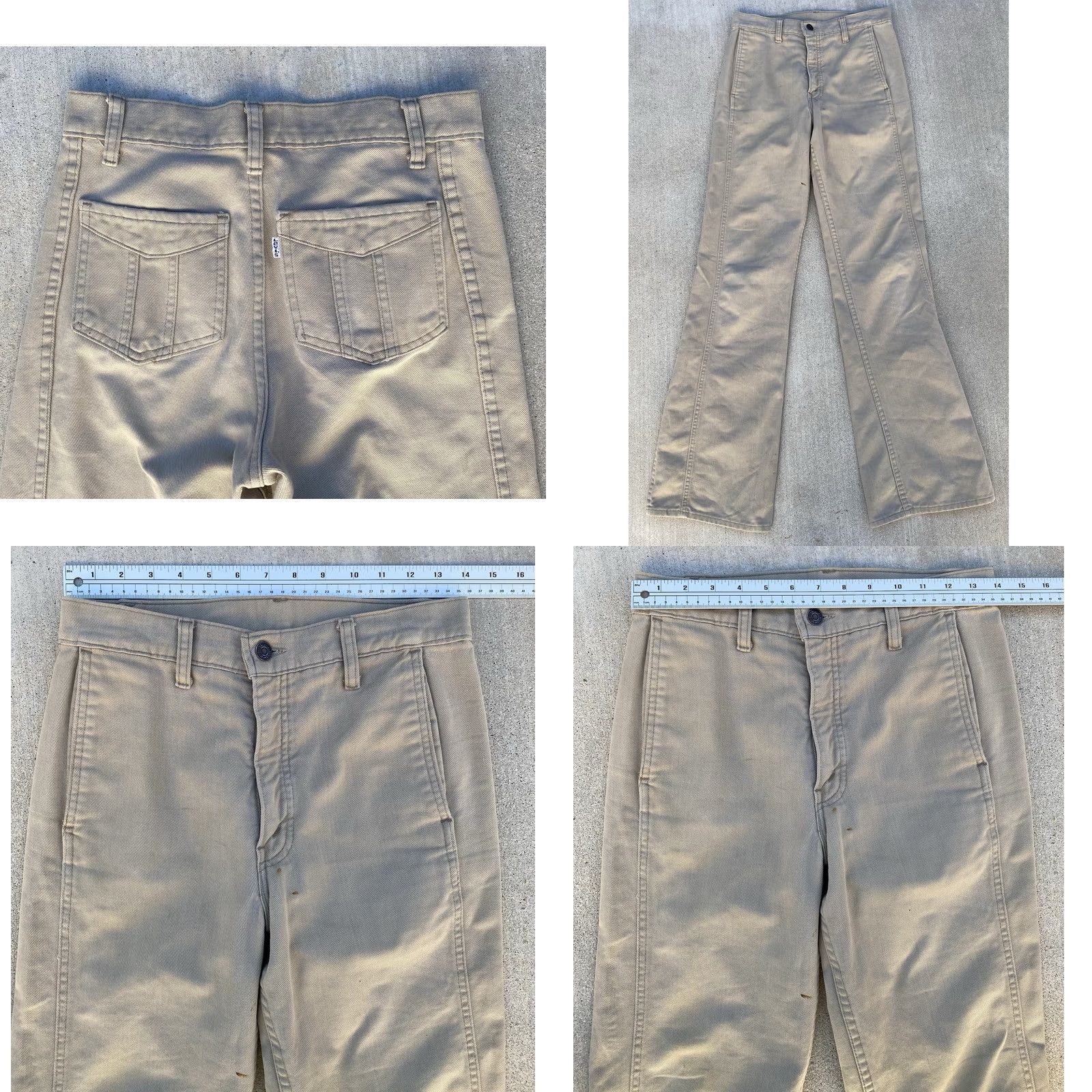 Levi's VINTAGE Levi’s Beige Tan White Tab Flare Pants 30x34 70s Talon 42 Zip Mens Womens Size 30" / US 8 / IT 44 - 10 Thumbnail