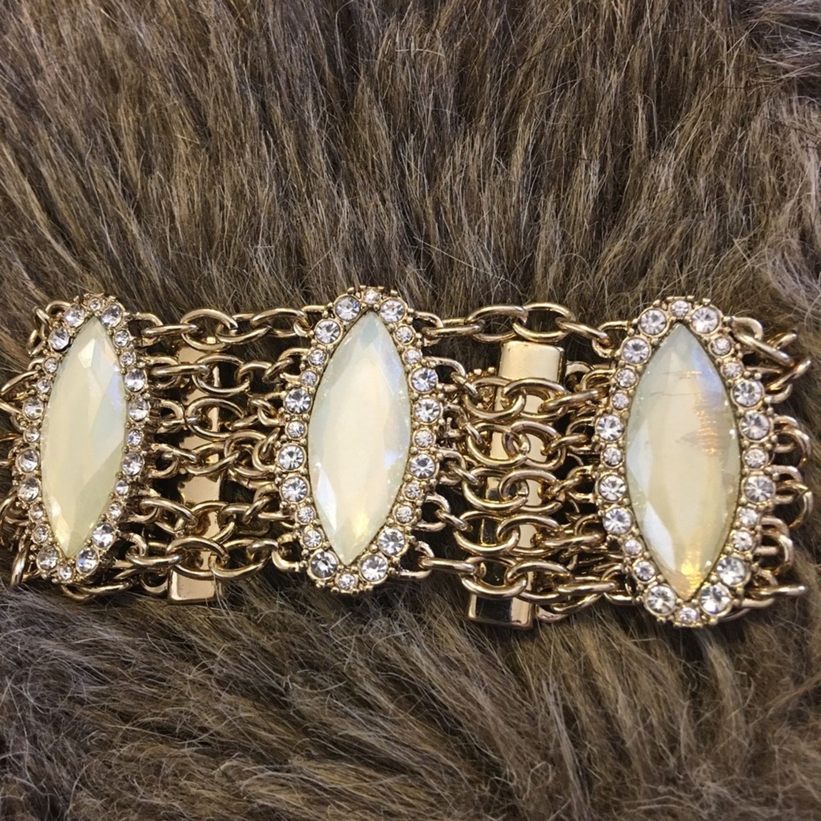 Jewelry Marquis faux opal rhinestone gold chain bracelet Size ONE SIZE - 5 Thumbnail