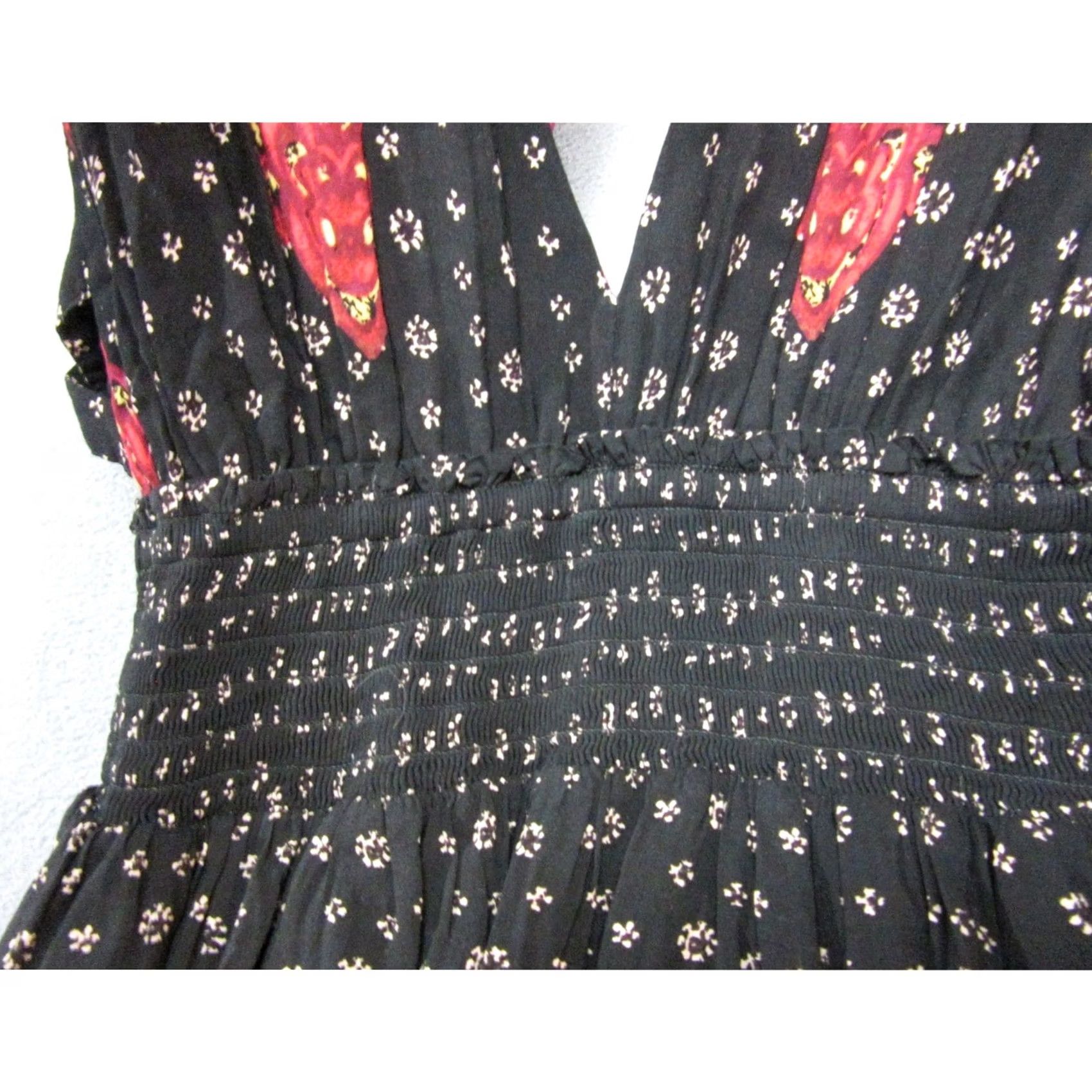 Free People Free People Mini Dress Womens L Black Rayon Mixed Print Smocked Waist Size L / US 10 / IT 46 - 6 Thumbnail