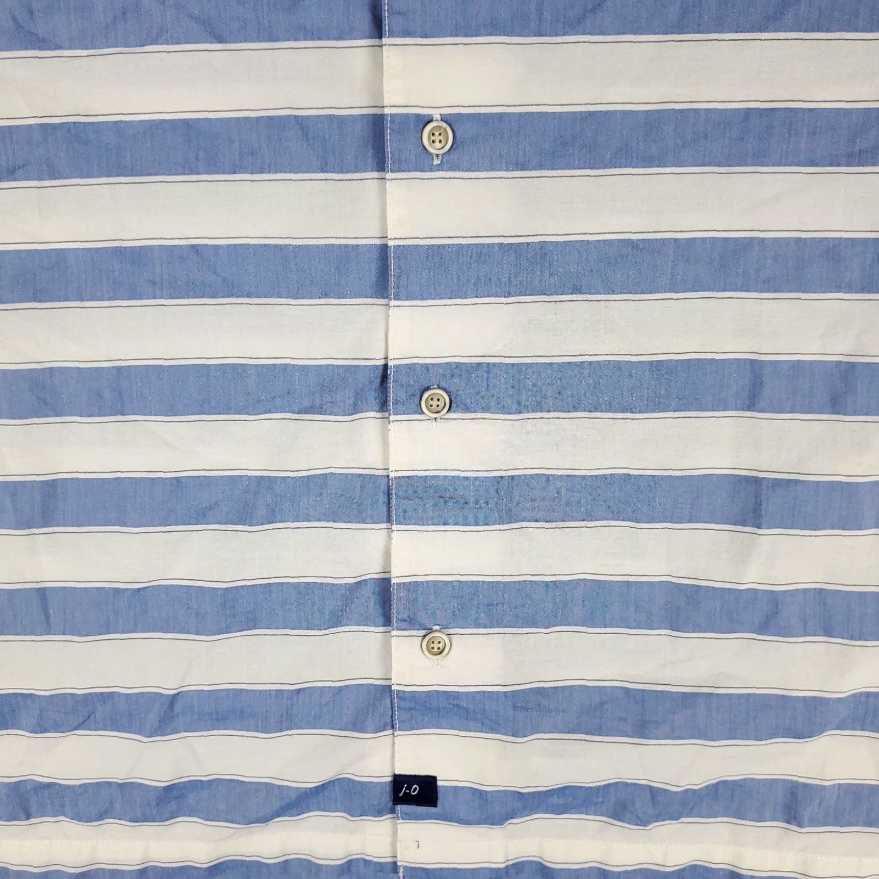 johnnie-O johnnie-O Shirt Adult Medium Blue White Striped Camp Collar Button Up Mens Size US M / EU 48-50 / 2 - 3 Thumbnail