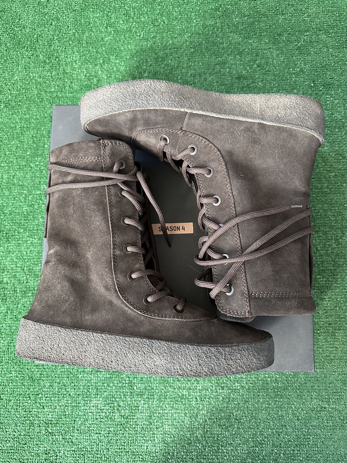 image of Kanye West x Yeezy Season 4 Oil Crepe Boot Size 9/42 Used Good Condition in Brown, Men's