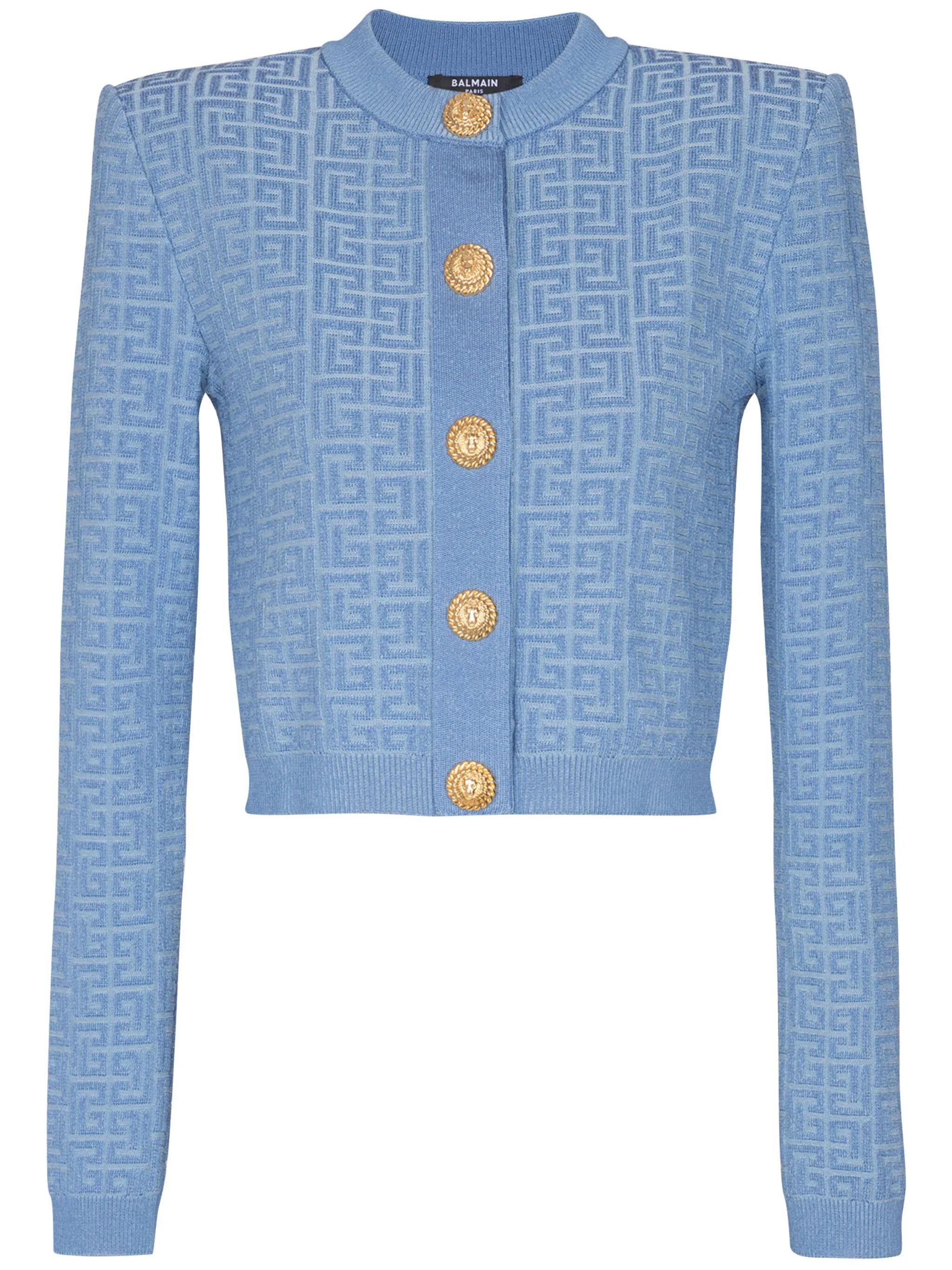 Balmain o1loc1c0526 PB Labyrinth Cardigan in Blue Size XXS / US 00 / IT 34 - 1 Thumbnail