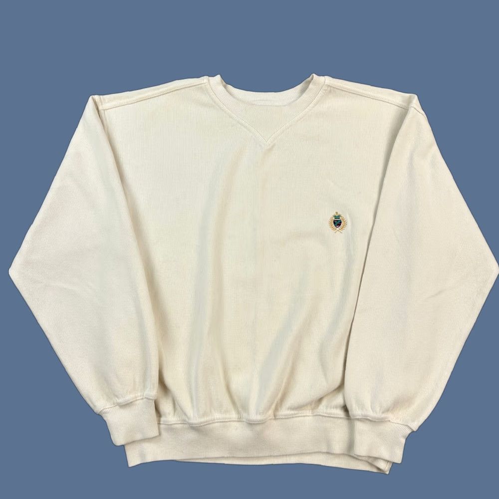 Jantzen Vintage Jantzen Sweatshirt Mens Large Cream Crewneck Embroidered Crest USA 90s Size US L / EU 52-54 / 3 - 1 Thumbnail