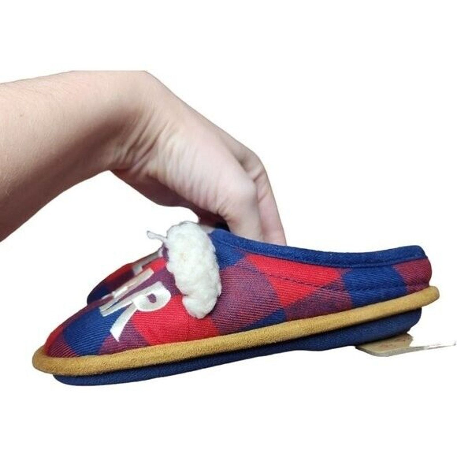 Other Dearfoam Childrens 'Lil Bear' Slippers 11/12 Red Blue Plaid Size US 11 / IT 41 - 3 Thumbnail