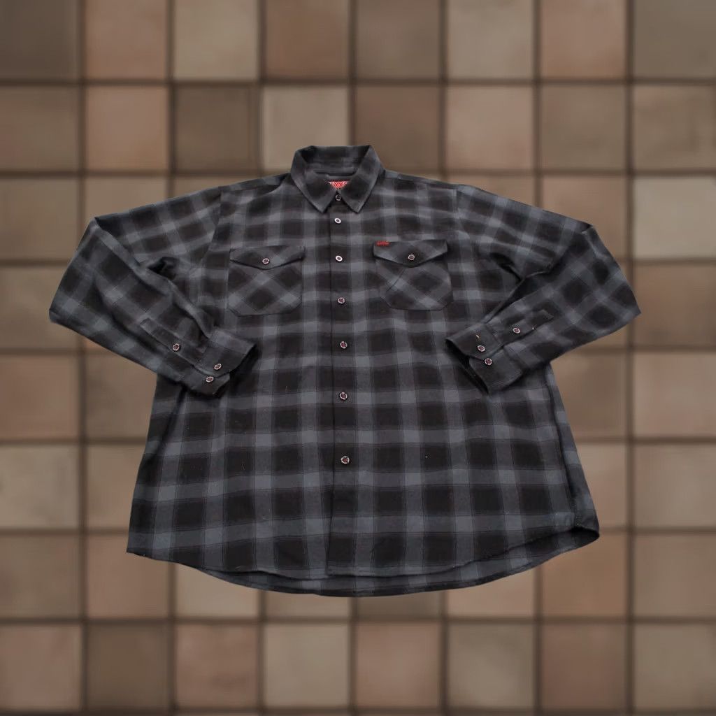 Logo 7 Dixons Shirt Mens 2XLT Plaid Al Dixons Button-Up Big & Tall 2XLT Gray Long Sleeve Pocket Wool? Size US XXL / EU 58 / 5 - 1 Thumbnail