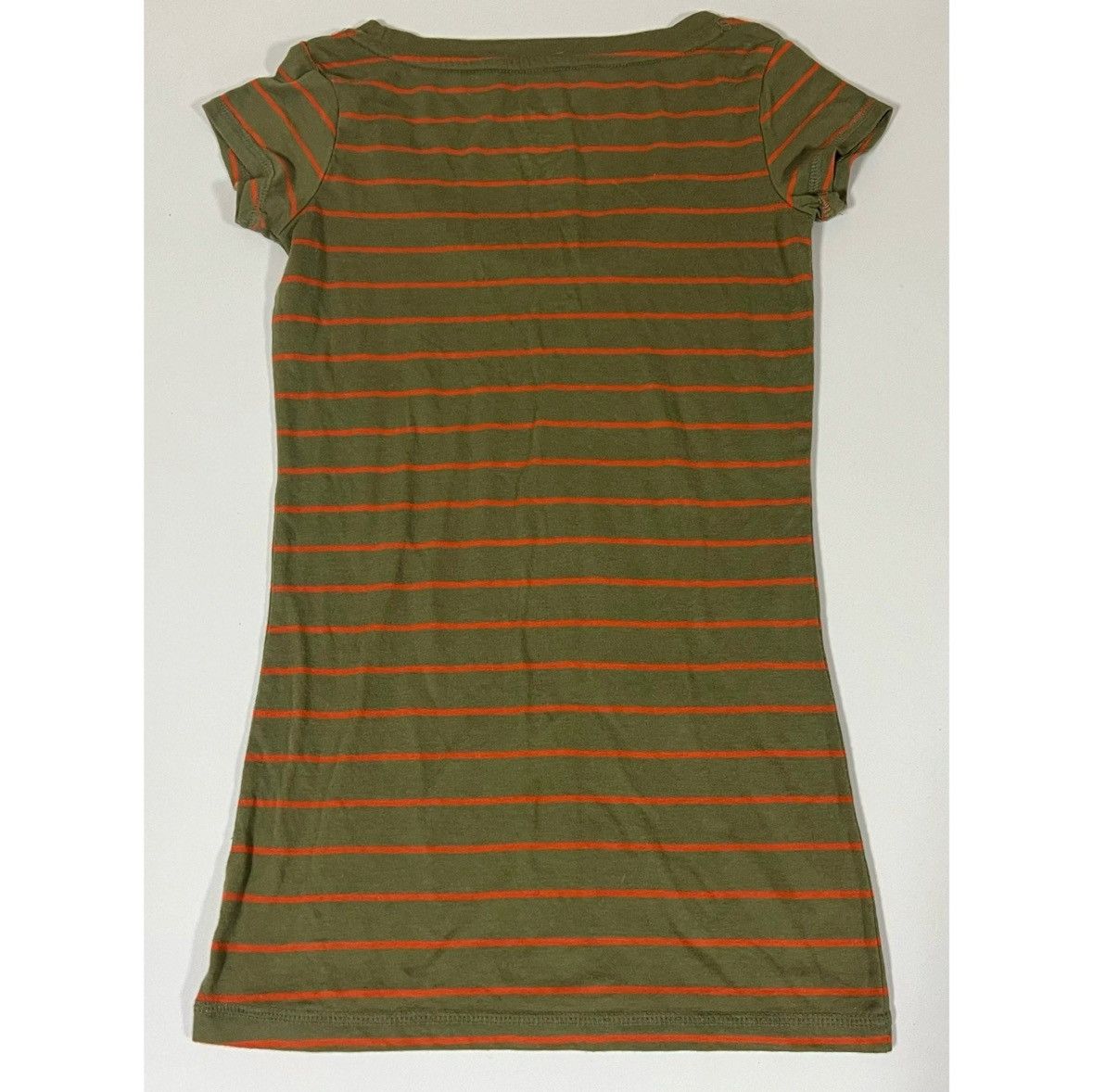 Mossimo Olive Green Orange Striped Top T-Shirt Blouse Tee Size XS ✨ Size XS / US 0-2 / IT 36-38 - 3 Thumbnail