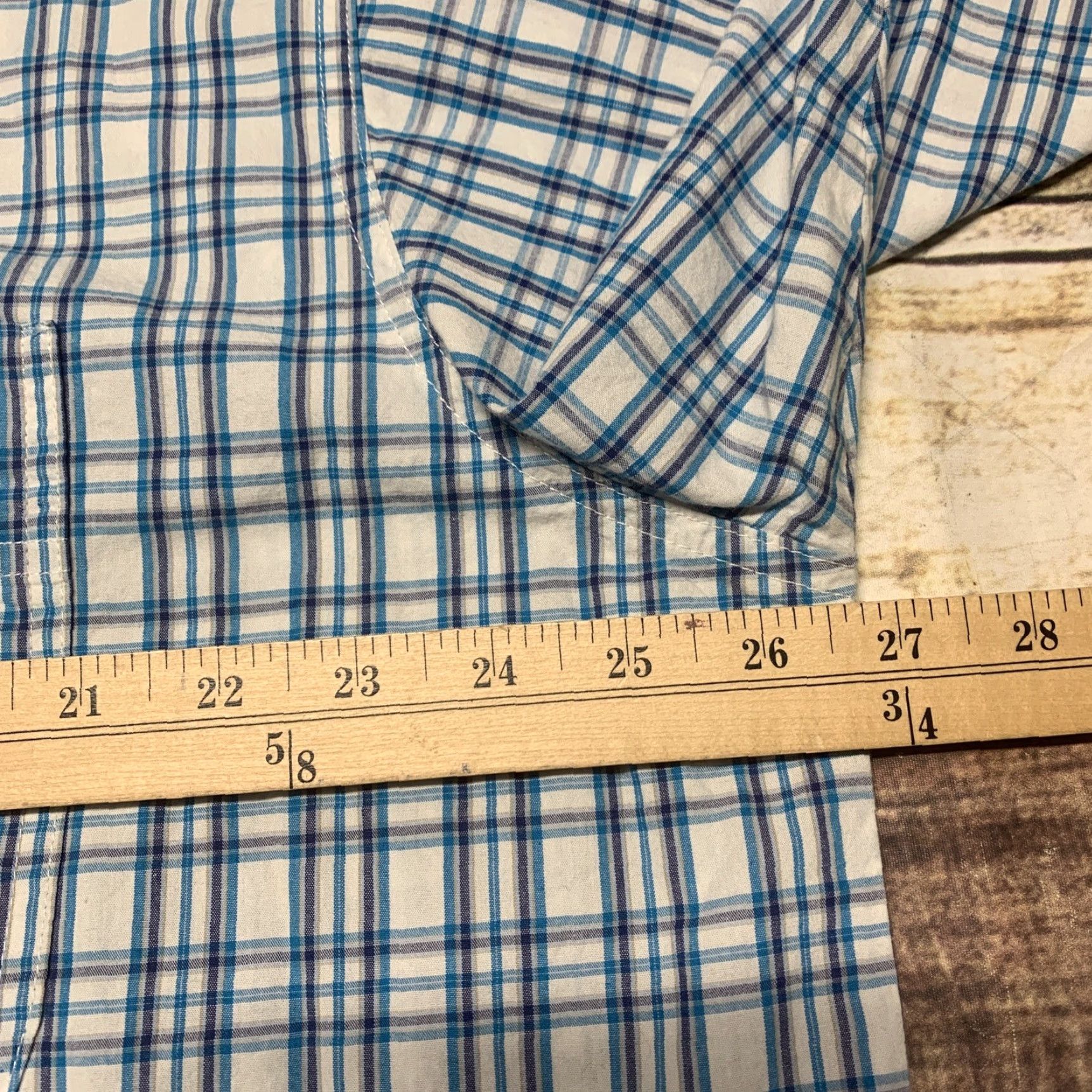 Wrangler Wrangler Western Shirt Short Sleeve Mens 2XL Blue White Plaid Button-Down Shirt Size US XXL / EU 58 / 5 - 6 Thumbnail