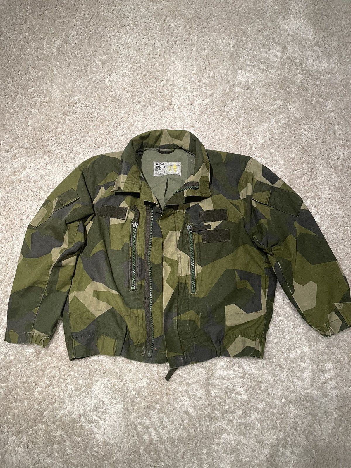 image of Swedish Military Camo Vintage Jacket, Men's (Size Small)