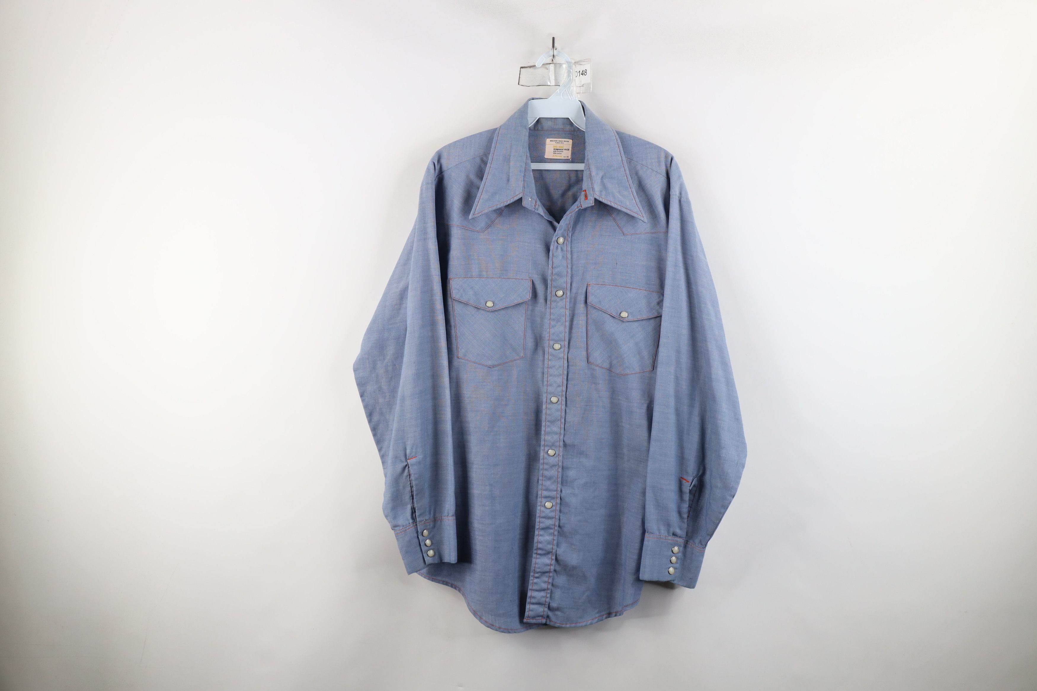 Vintage Vintage 60s 70s Big Mac Rodeo Snap Button Shirt Blue USA Size US XL / EU 56 / 4 - 1 Thumbnail