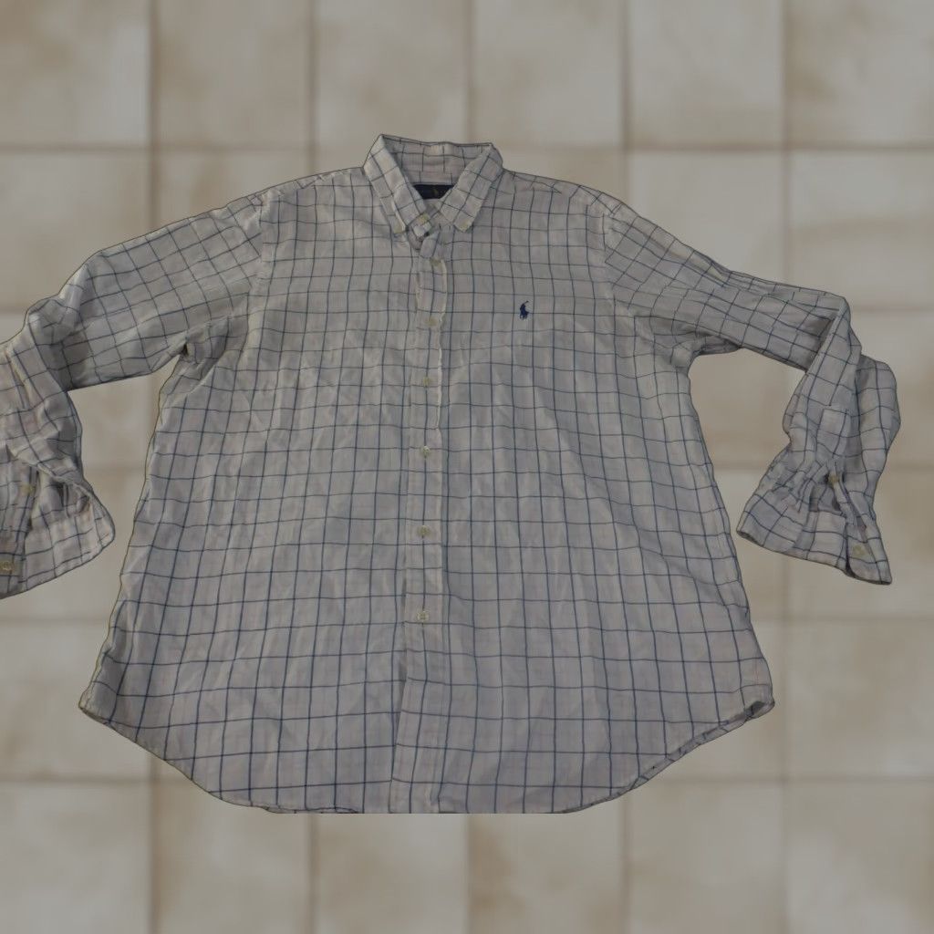 Ralph Lauren Ralph Lauren Shirt Men L White Plaid Button-Up Collared Casual Knit Cotton Long Sleeve Slimming Pockets Vintage: No | Regular Fit | Button-Down Collar Size US L / EU 52-54 / 3 - 1 Thumbnail