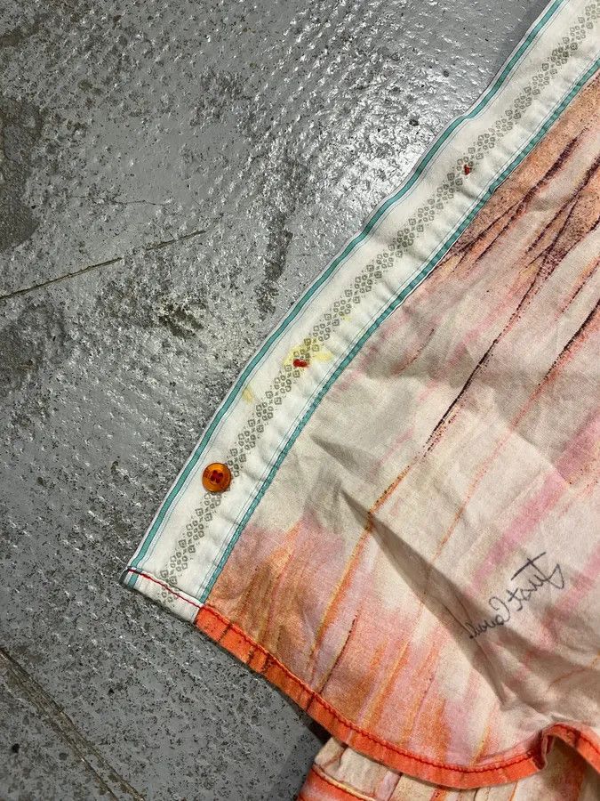 Just Cavalli SS2006 Cavalli Tie-Dye Striped Orange Shirt Size US L / EU 52-54 / 3 - 11 Thumbnail