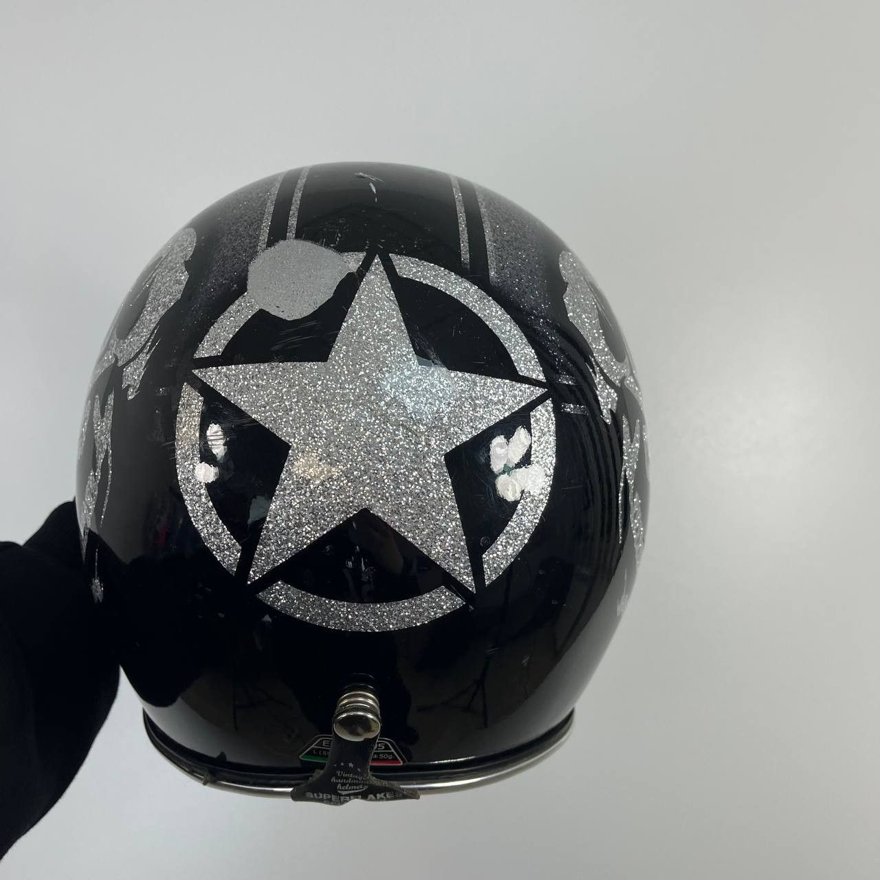 Other Superflakes Black Glitter Open Face Helmet Skull Star Size L Size ONE SIZE - 12 Thumbnail