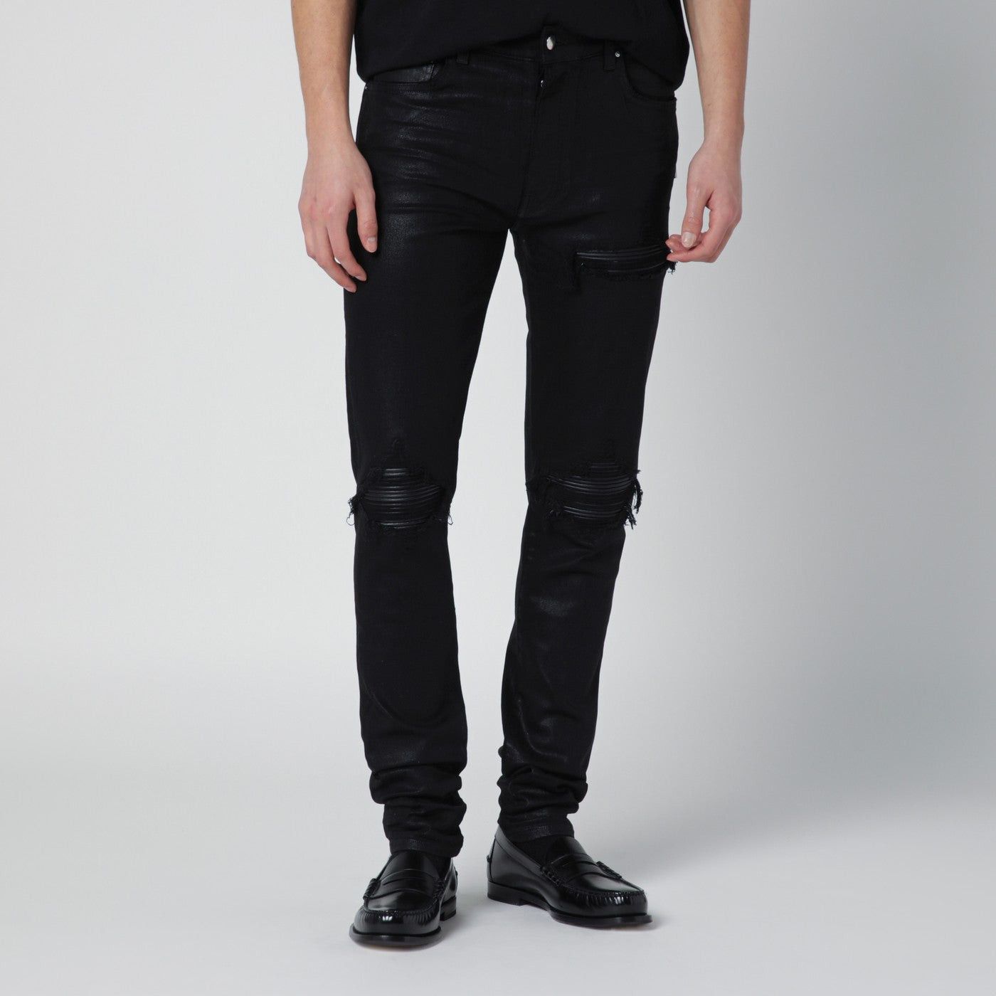 Amiri Amiri Black Wax Skinny Jeans Size US 32 / EU 48 - 1 Thumbnail