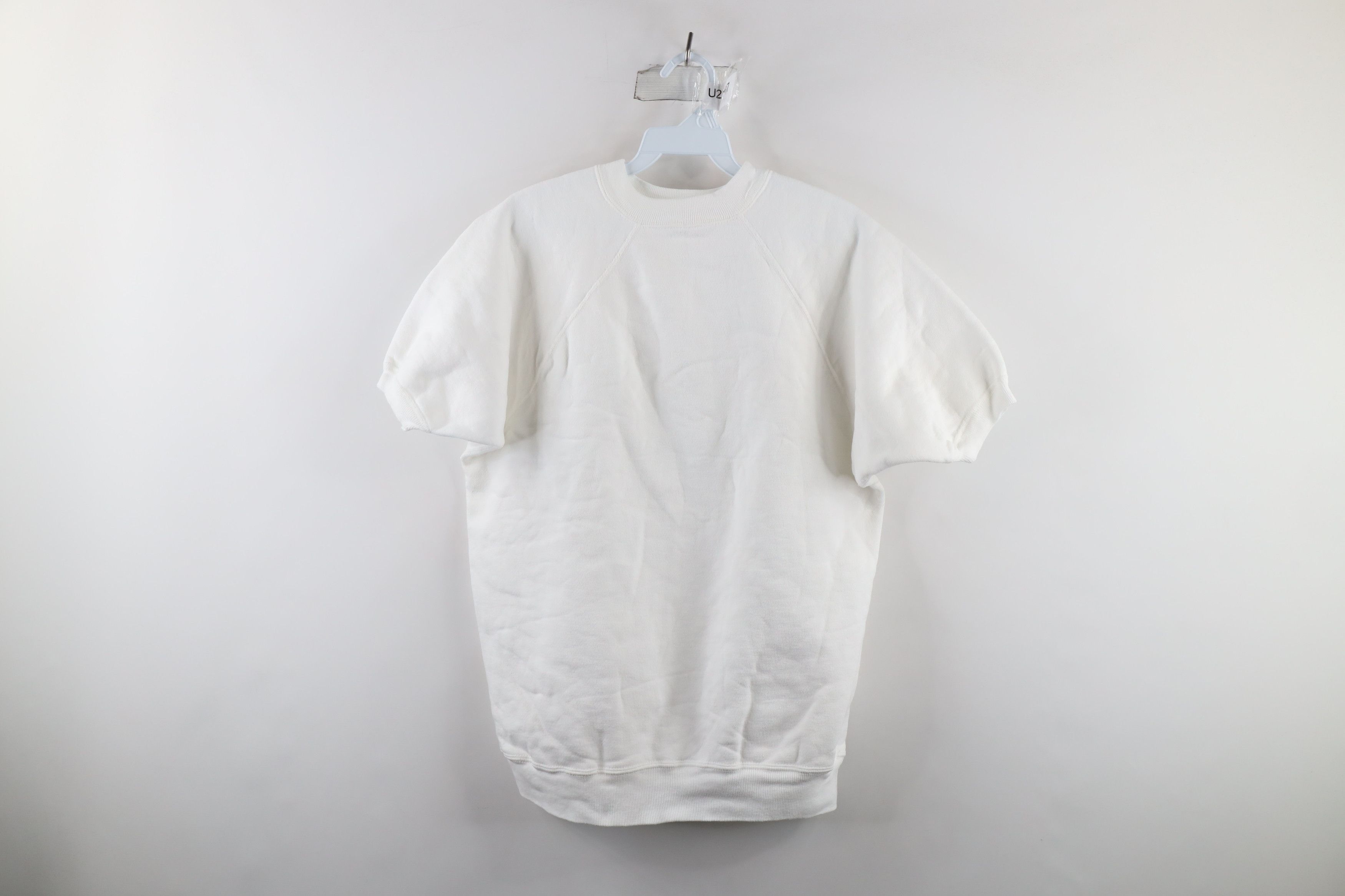 Vintage 50s 60s Streetwear Short Sleeve Sweatshirt White USA