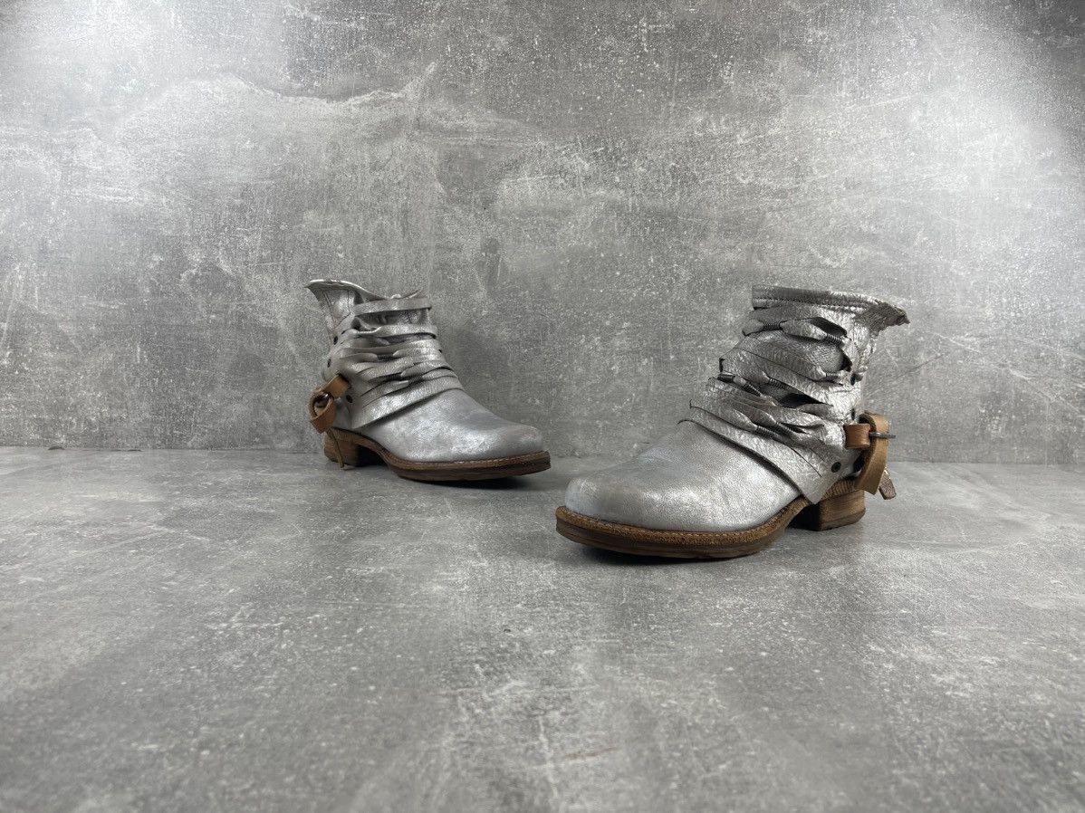 Vintage A.S.98 Archive Silver Straps Glitter Leather Boots Size US 7 / IT 37 - 4 Thumbnail